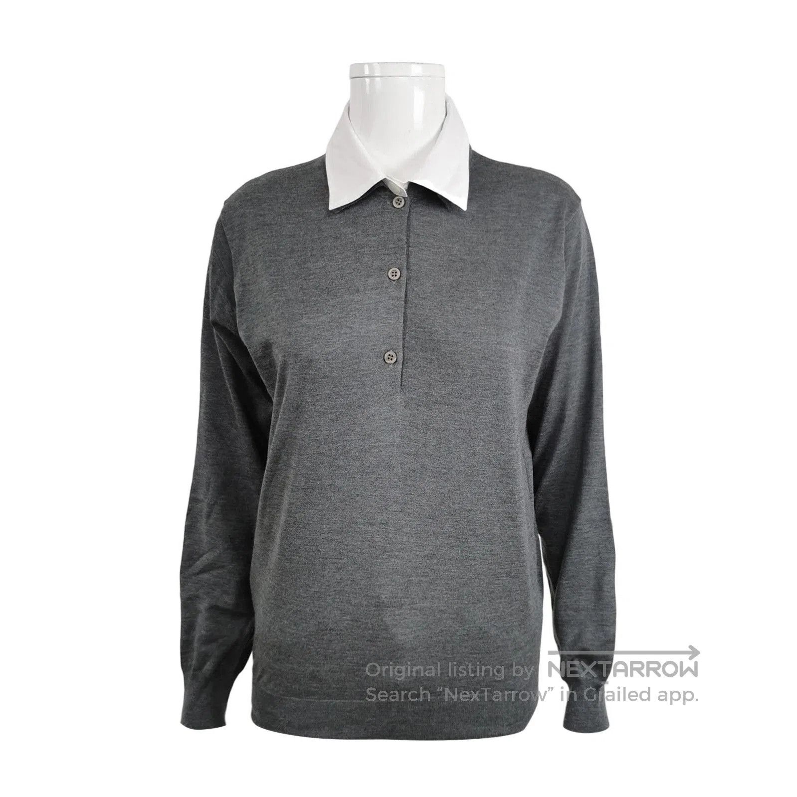 Prada Prada Grey Wool Knit Polo Long Sleeve Sweater . Size S / US 4 / IT 40 - 1 Thumbnail