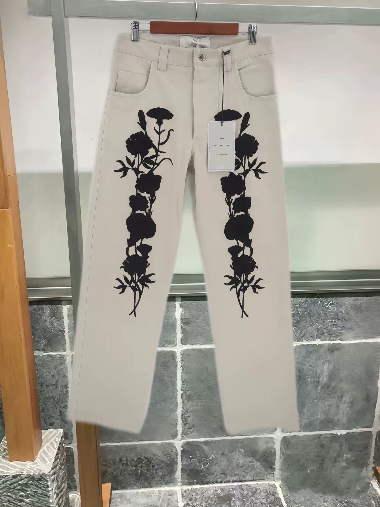 Song For The Mute sftm 24.1 Beige Embroidered Trousers Size US 32 / EU 48 - 1 Thumbnail