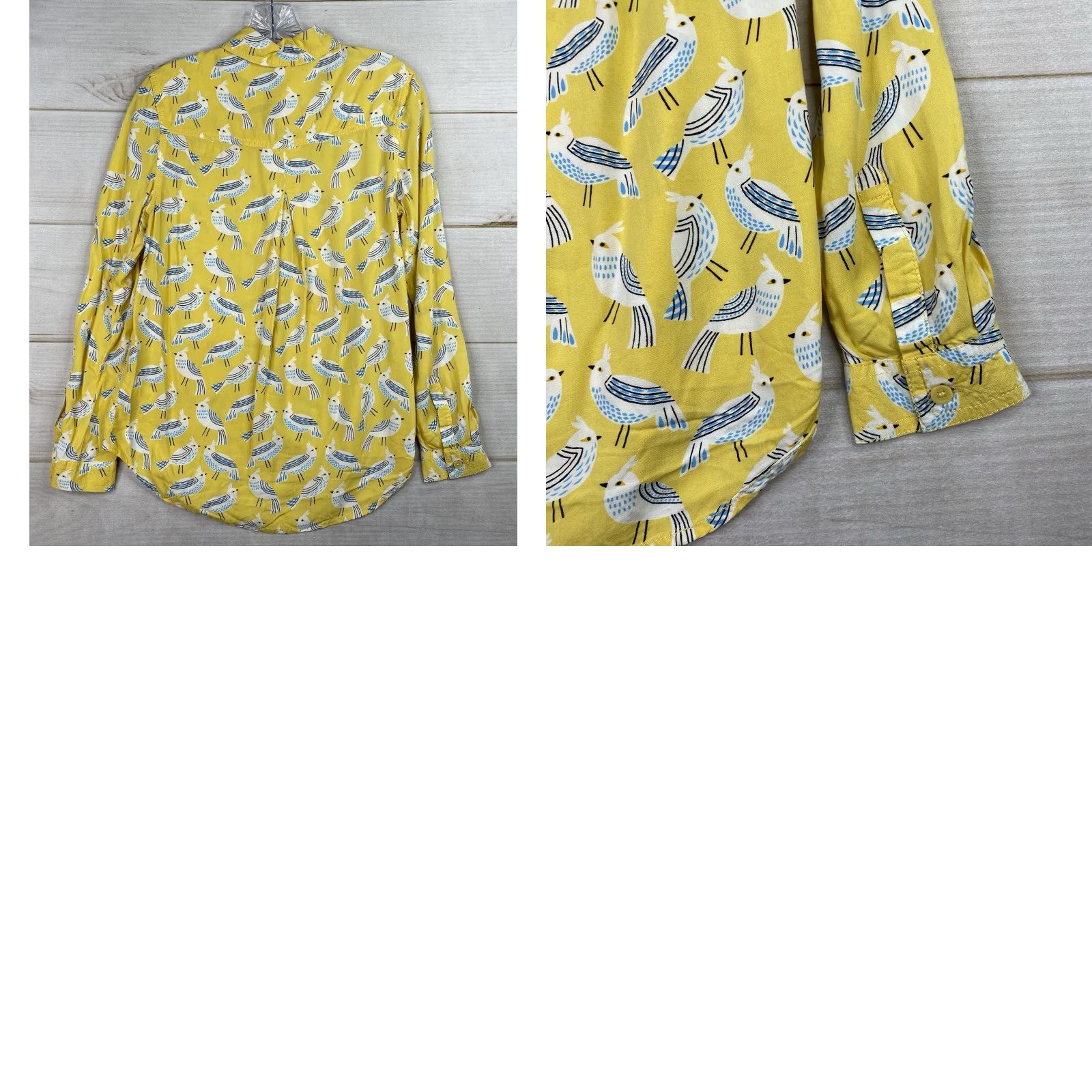 Vintage Beach Lunch Lounge Button-Up Top Womens XS Yellow Bird Long Sleeve Rayon Faded? No Size XS / US 0-2 / IT 36-38 - 8 Thumbnail