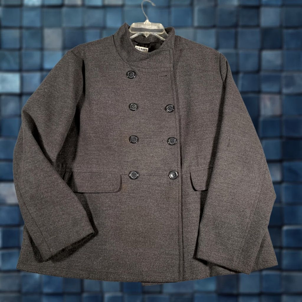 Old Navy Old Navy Womens Coat XXL Gray Double Breasted Pea Coat Wool Blend Minimaist Lined Pocket Button Front Size XXL / US 16-18 / IT 52-54 - 1 Thumbnail
