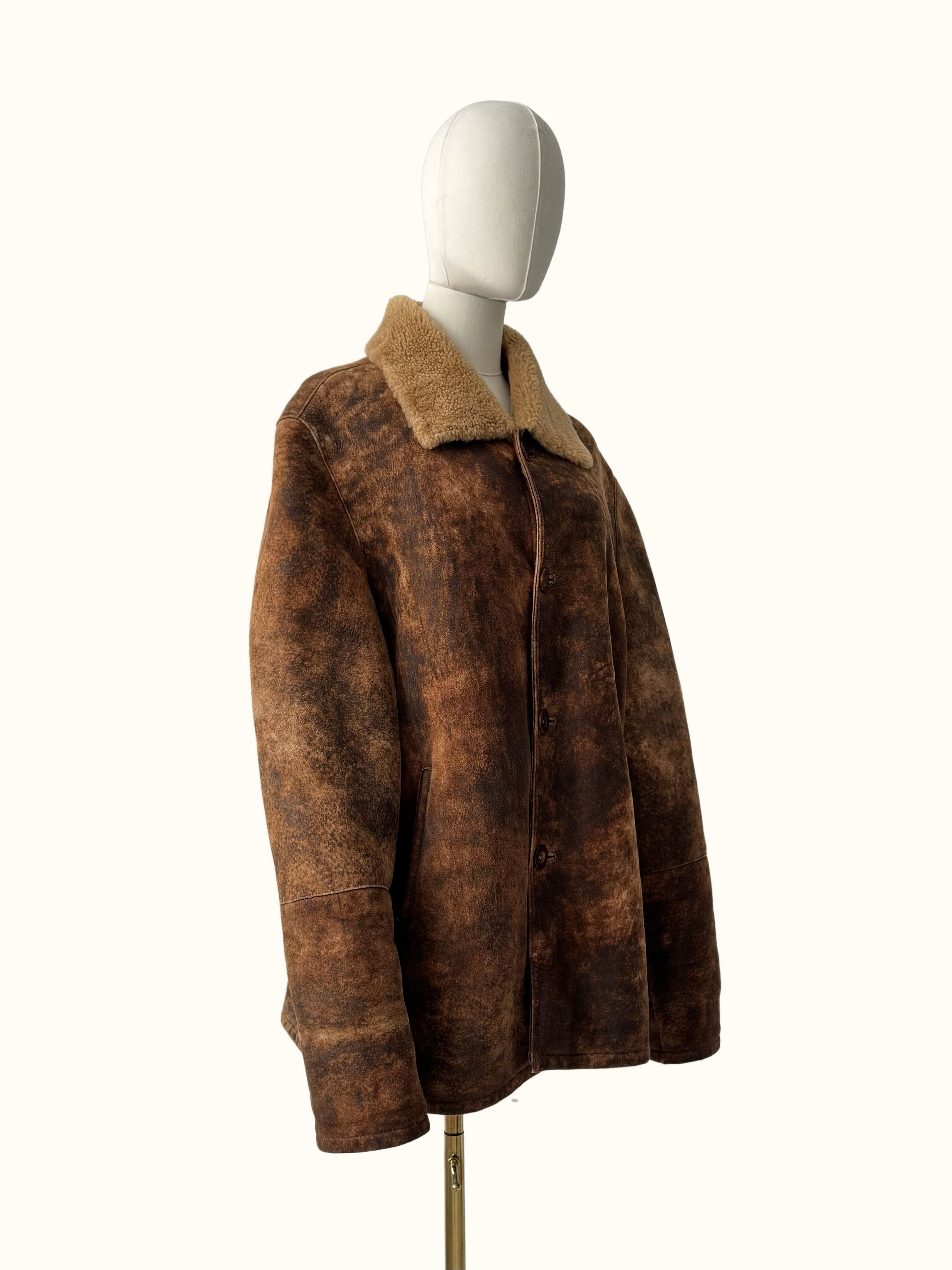 Vintage Vintage Real Shearling Faded Jacket(B409)E2D15 Size US XXL / EU 58 / 5 - 2 Thumbnail