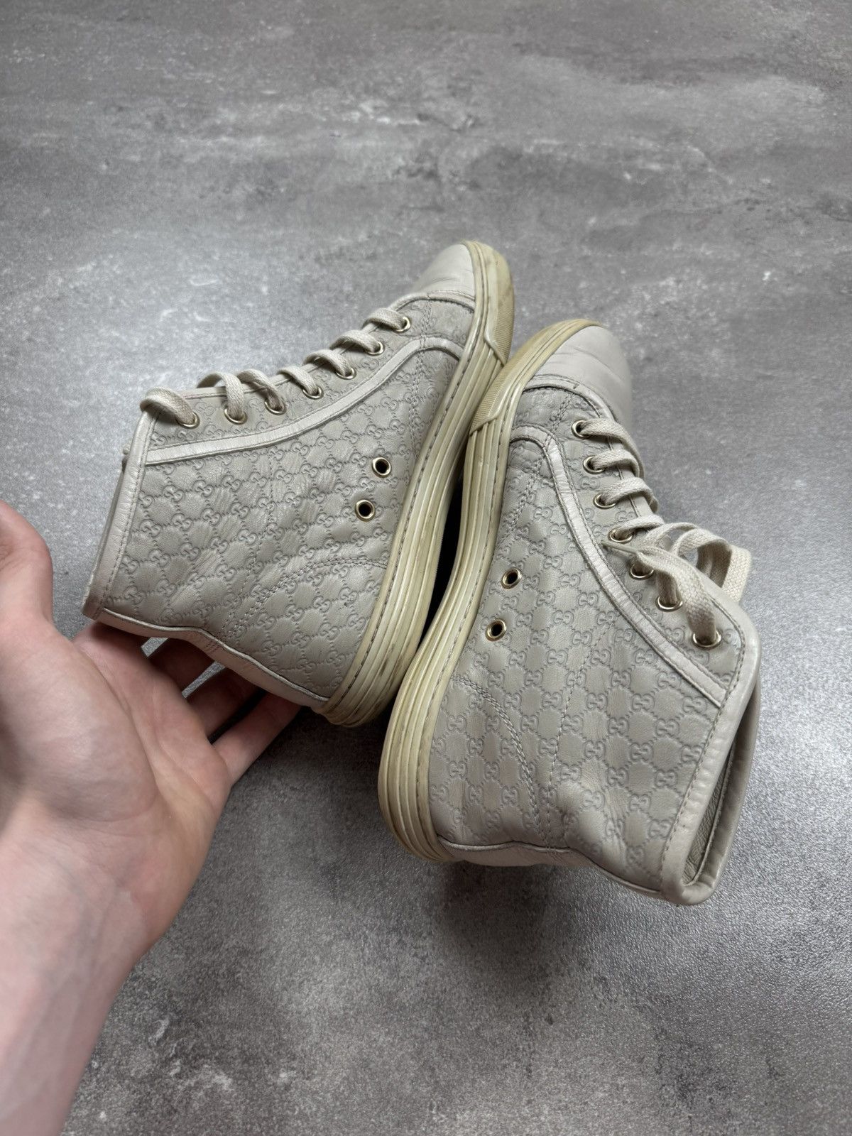 Gucci × Vintage Gucci hi top shoes sneakers monogram vintage old money Size US 6.5 / IT 36.5 - 12 Thumbnail