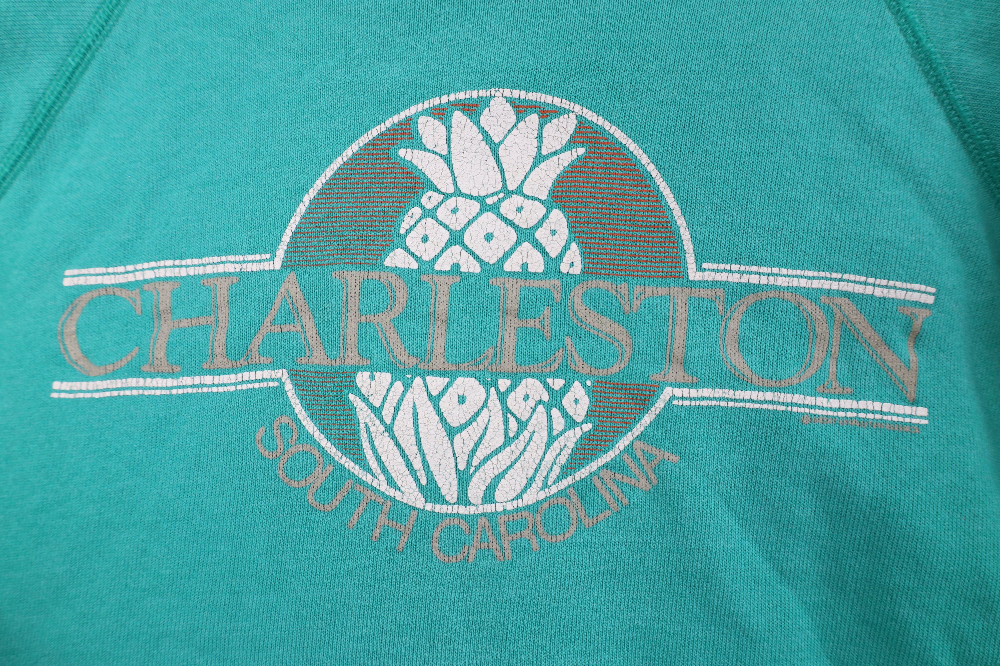 Vintage Vintage 90s Charleston South Carolina Sweatshirt Teal USA Size L / US 10 / IT 46 - 8 Thumbnail