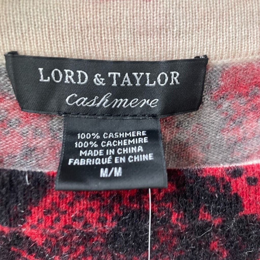Lord & Taylor NWT Lord & Taylor 100% 2-Ply Cashmere Red Black Snakeskin Cr Size M / US 6-8 / IT 42-44 - 6 Thumbnail