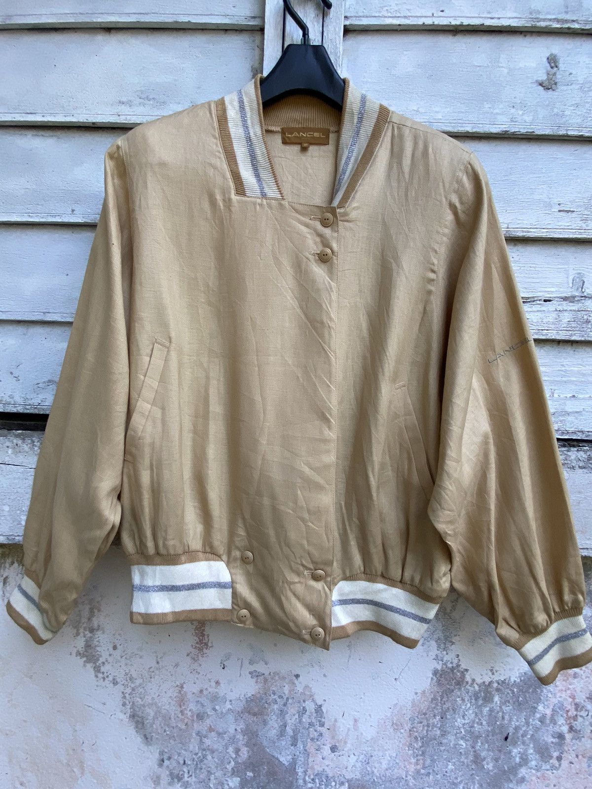 90s vintage LANCEL linen snap coat