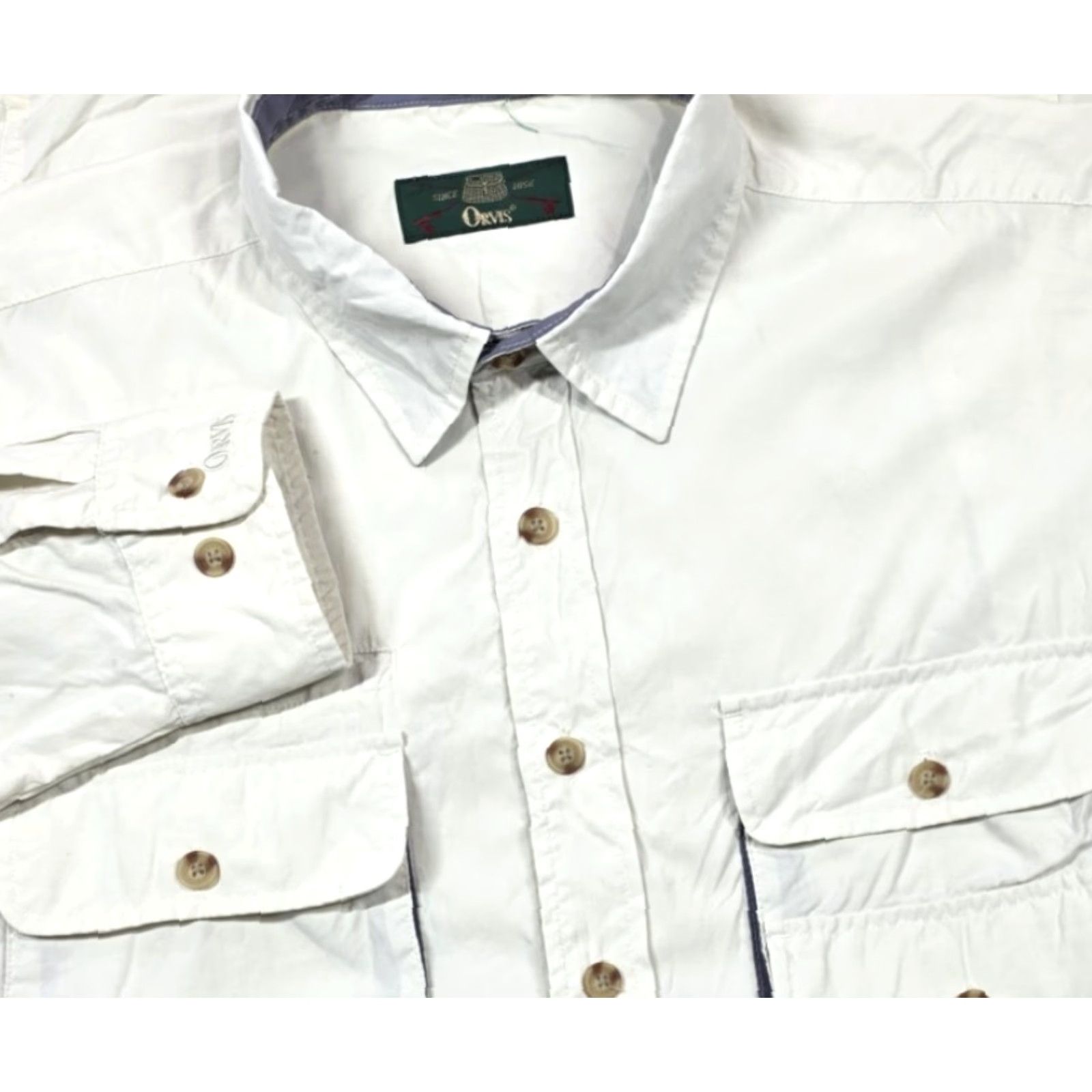 Orvis Orvis Shirt Button-Up Fisherman XL Gray Nylon 90s Vintage Mens Size US XL / EU 56 / 4 - 2 Thumbnail
