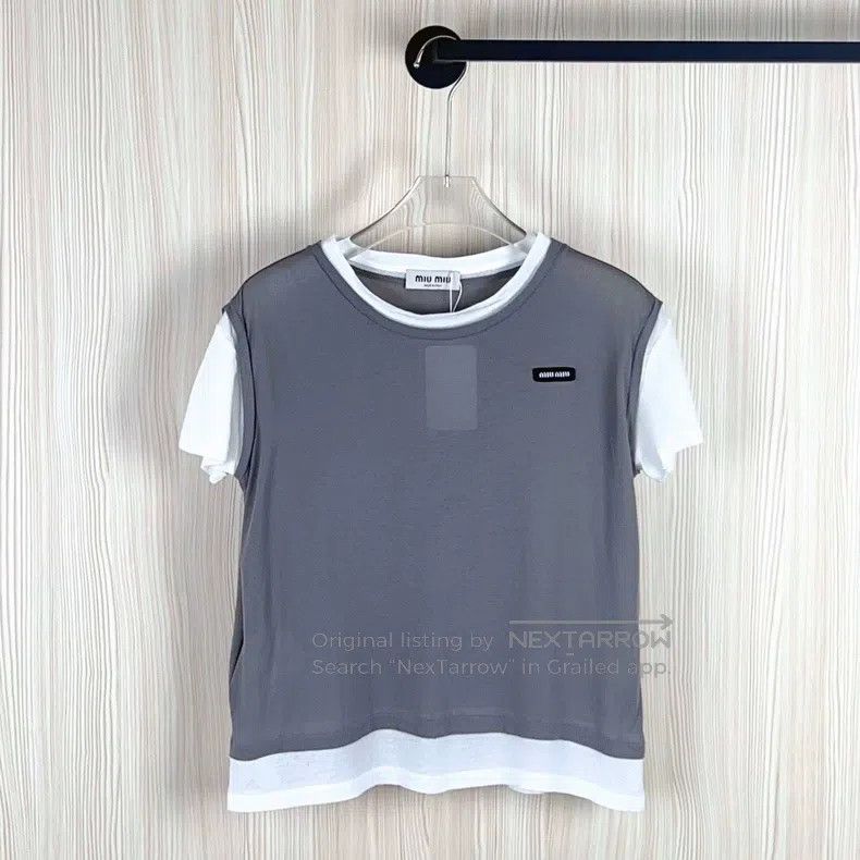 Miu Miu Miu Miu Size S Black lace logo short sleeves Size S / US 4 / IT 40 - 1 Thumbnail