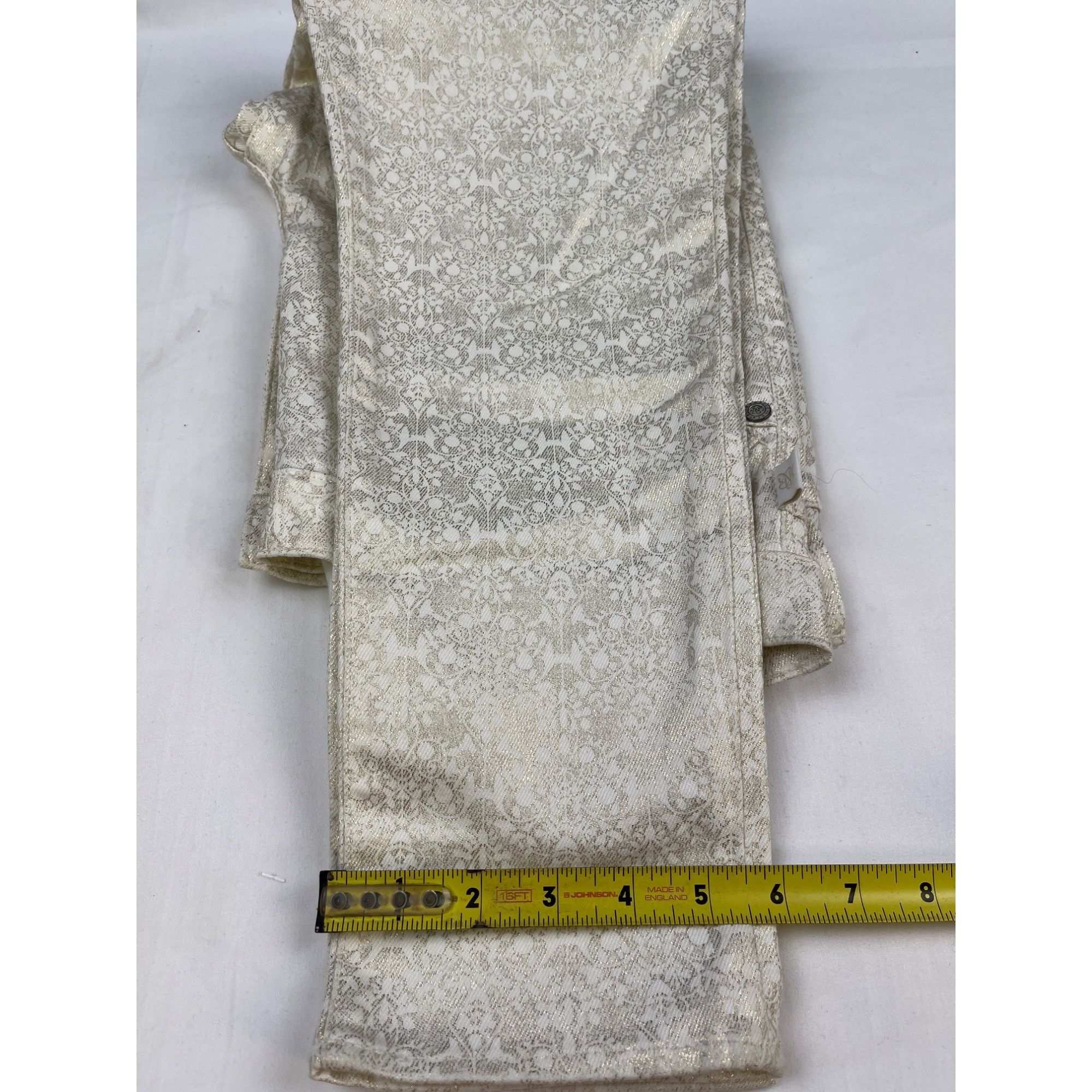 Rock & Republic Rock & Republic Women White & Gold Jeans Straight Size 10 (3 Size 32" / US 10 / IT 46 - 9 Thumbnail