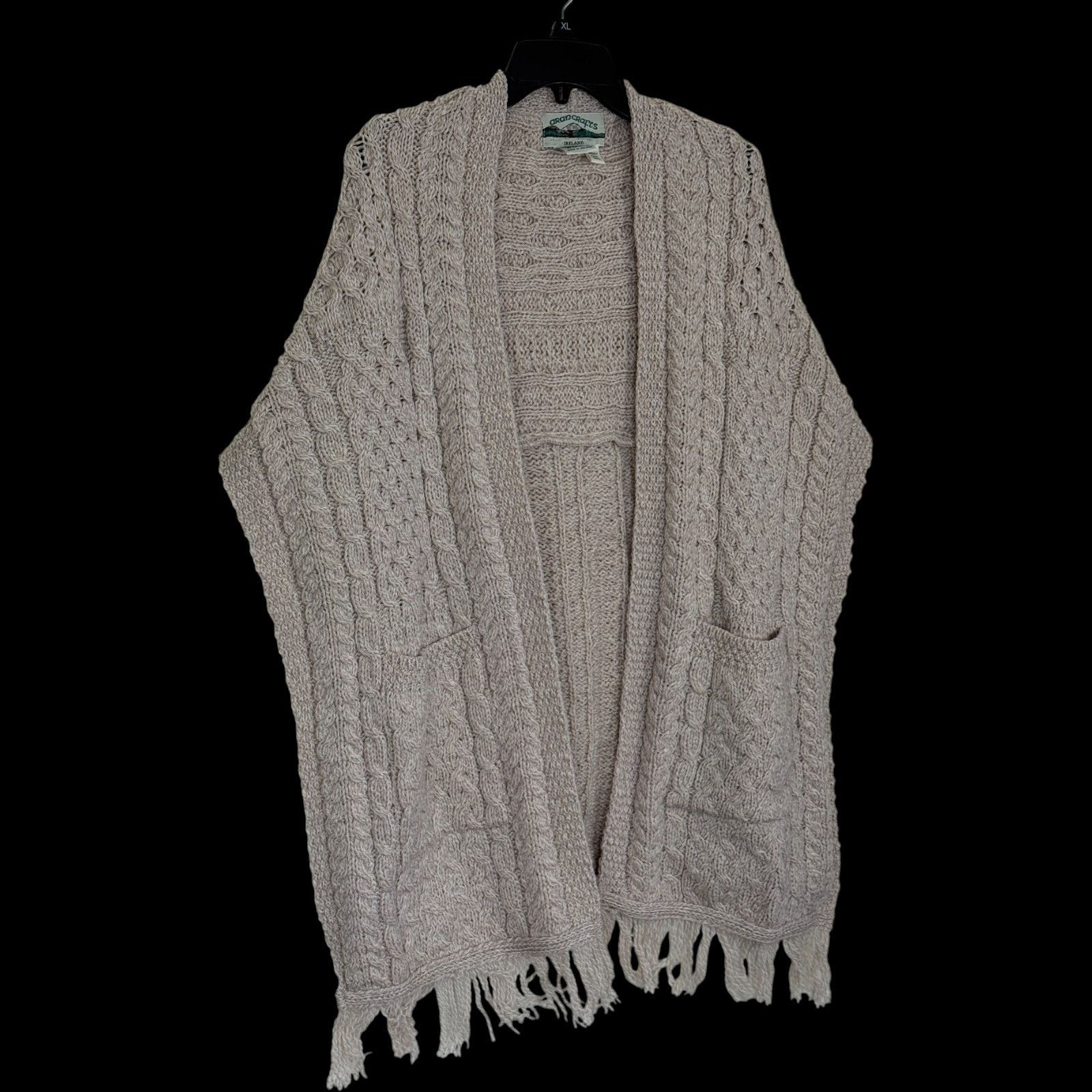 Aran Crafts Aran Craft 100% Merino Wool Shawl Fringe Trim Parsnip Size ONE SIZE - 12 Thumbnail