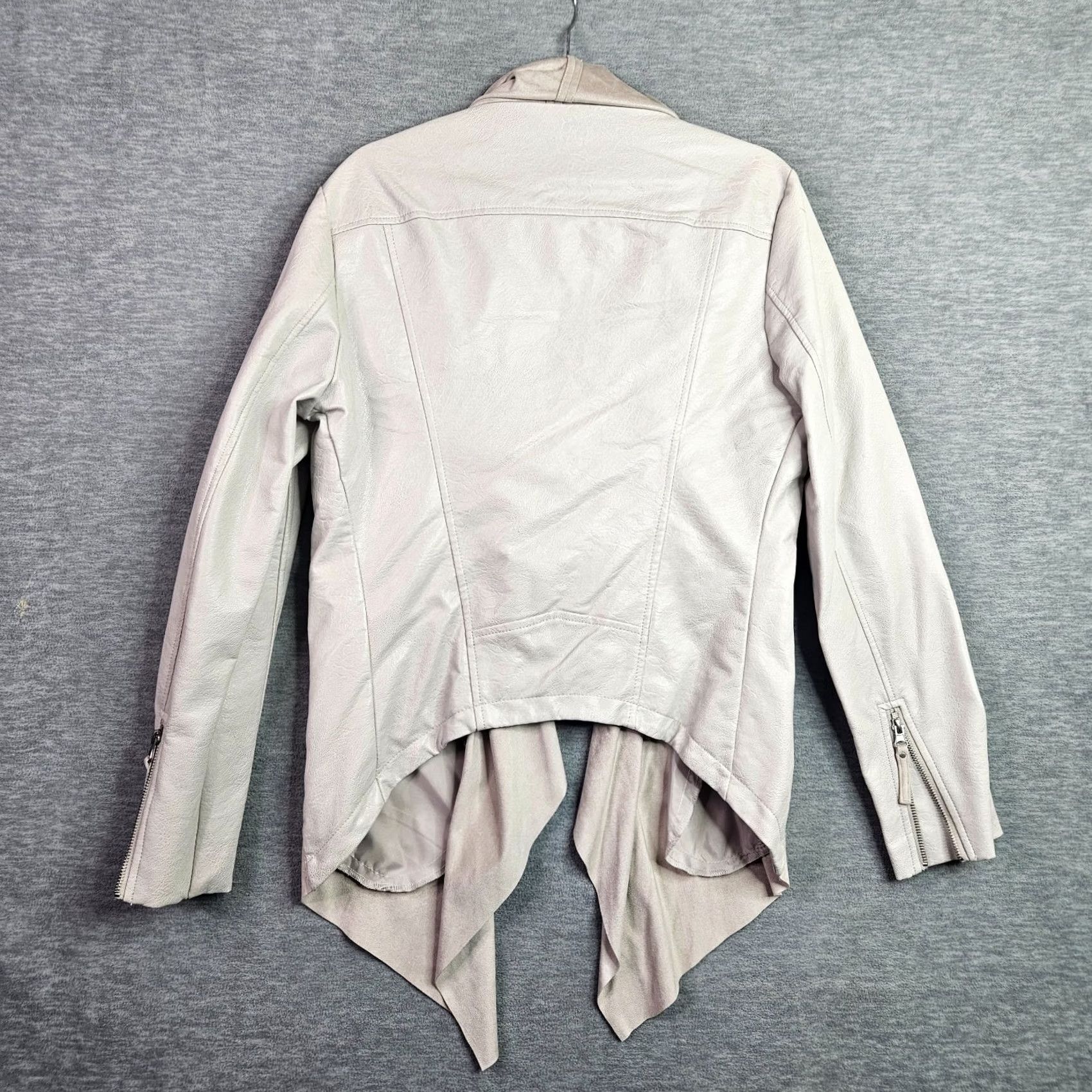 Blanc Noir BNCI by Blanc Noir Faux Leather Draped Moto Jacket Women’s XL Jacket Beige Regular Size XL / US 12-14 / IT 48-50 - 2 Thumbnail
