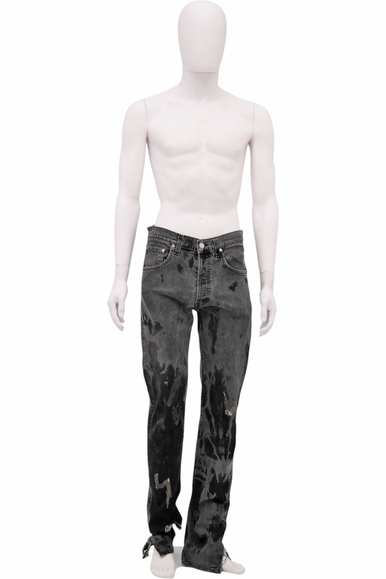 Helmut Lang Grey Distressed Painted Jeans Size US 29 - 5 Thumbnail