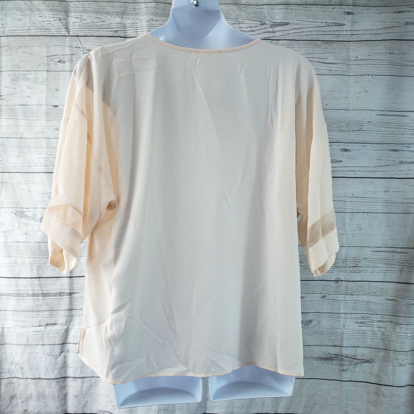 Vintage Maurices Womens Blouse Sz 3 Cream Short Sleeve V-Neck Size XS / US 0-2 / IT 36-38 - 3 Thumbnail
