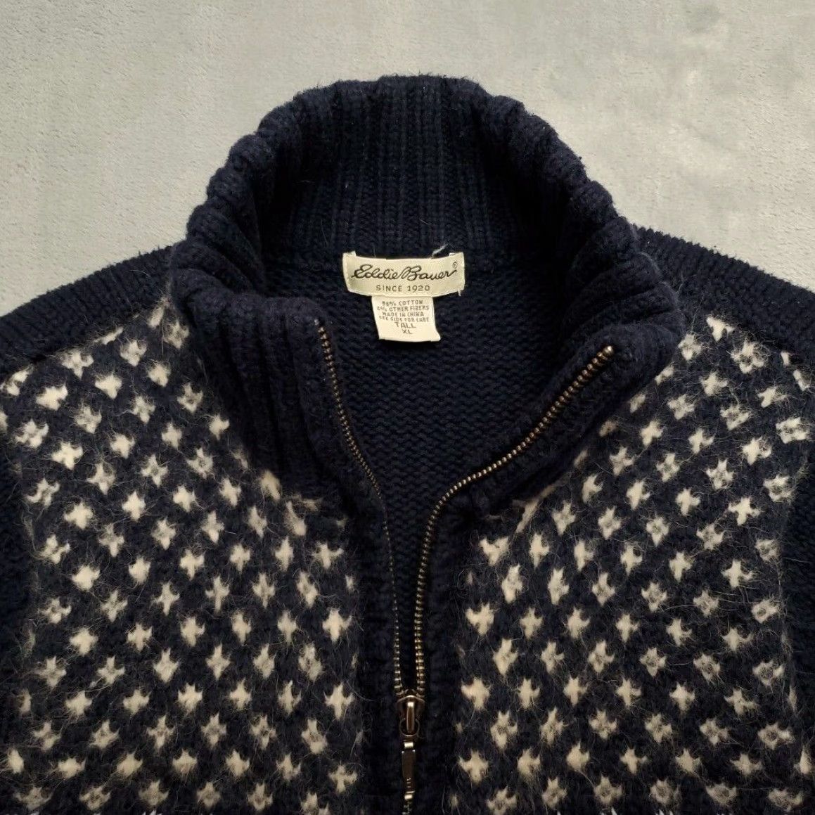 Eddie Bauer Eddie Bauer Sweater Mens S Blue Reindeer Fair Isle Chunky Knit Nordic Zip Ski Cardigan Size US S / EU 44-46 / 1 - 5 Thumbnail