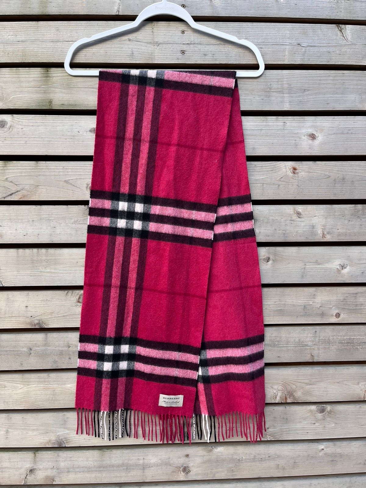 Pre-owned Burberry X Vintage Burberry Cashmere Scarf Made In Scotland In Crimson