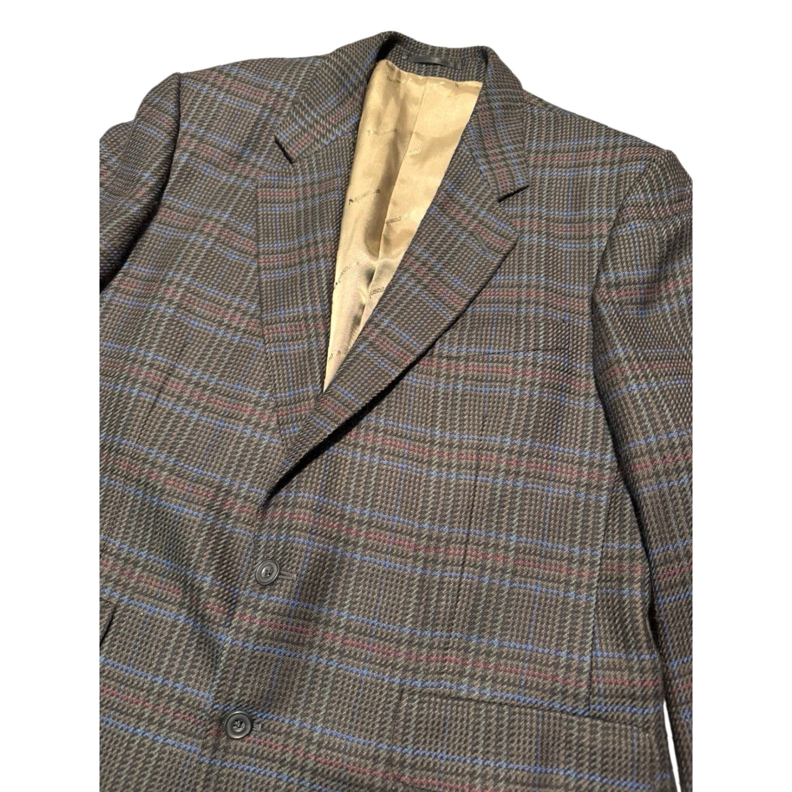 Aquascutum VINTAGE Aquascutum London Sport Coat Blazer 44R Men Wool Glen Plaid Prince of Wales Brown Blue Size 44R - 5 Thumbnail
