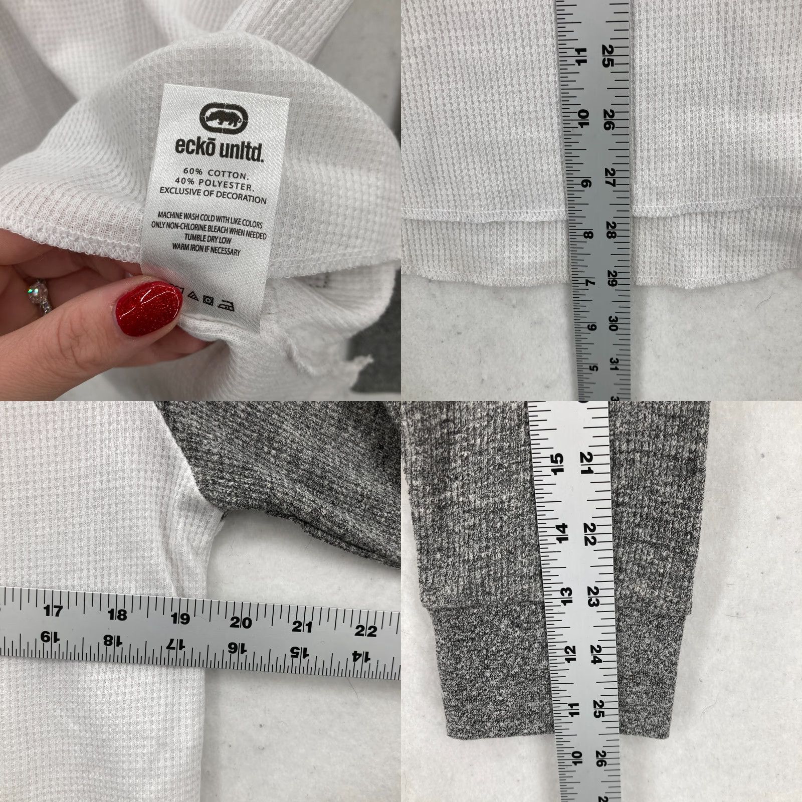 Ecko Unltd. Ecko Unltd Thermal Waffle Knit Shirt Mens M White Gray Crew Neck Y2K NWT Size US M / EU 48-50 / 2 - 8 Thumbnail