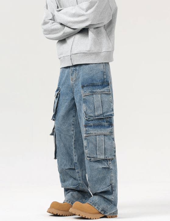 Japanese Brand American retro baggy multi-pocket cargos loose jeans Size US 32 / EU 48 - 5 Thumbnail