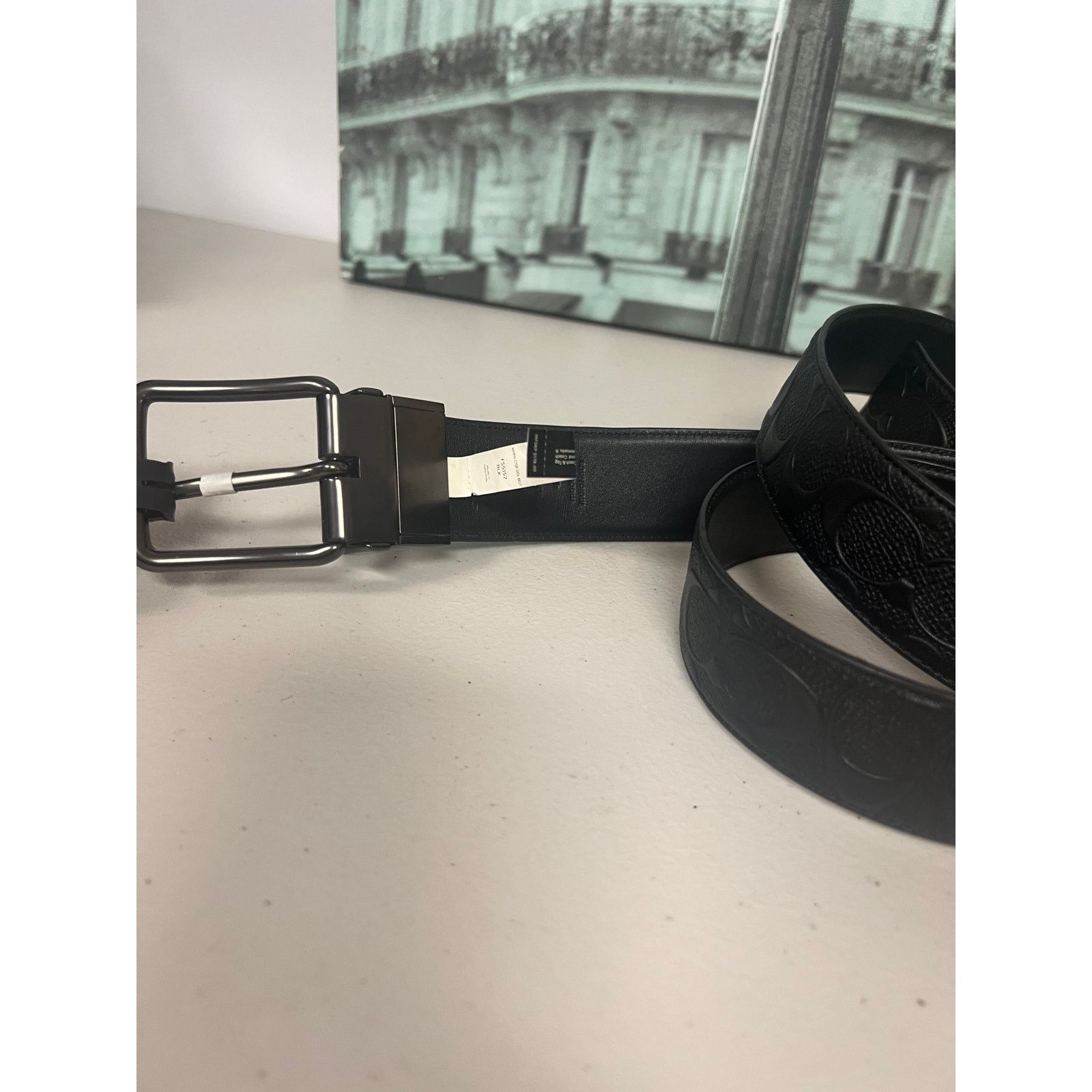 Coach Coach F55157 Harness Buckle Black Reversible Belt Cut Size 38 - 5 Thumbnail