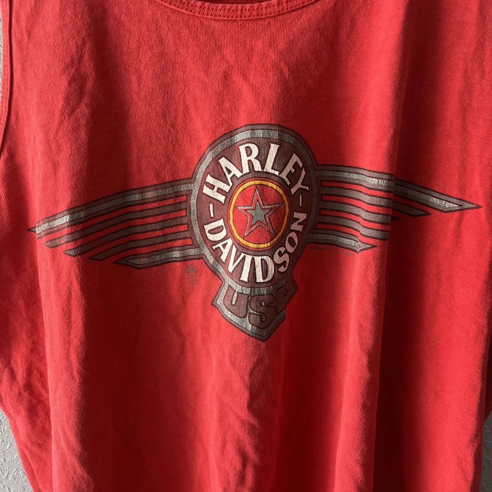 Harley Davidson Vintage 1989 Harley Davidson Red Tank Top Shirt Men’s XL Size US XL / EU 56 / 4 - 2 Thumbnail
