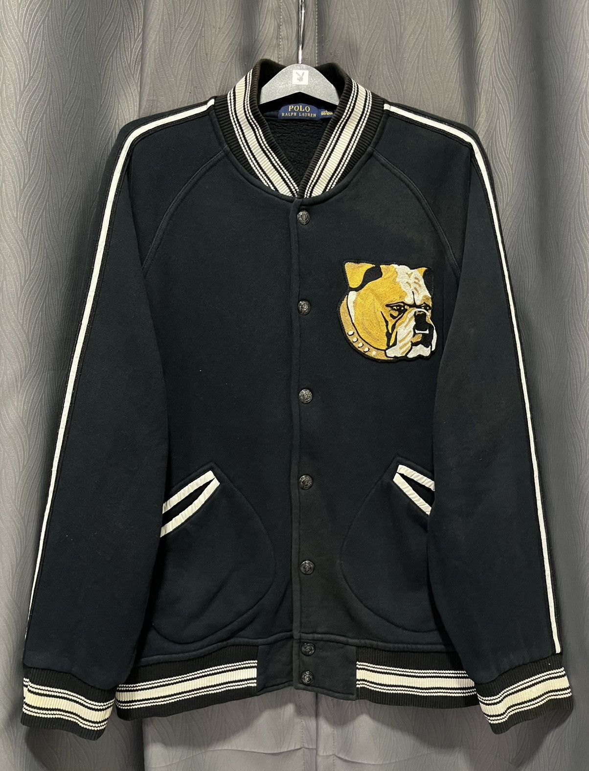 RRL Ralph Lauren Rrl Black Cat 13 Varsity Bomber Jacket (Size M/L