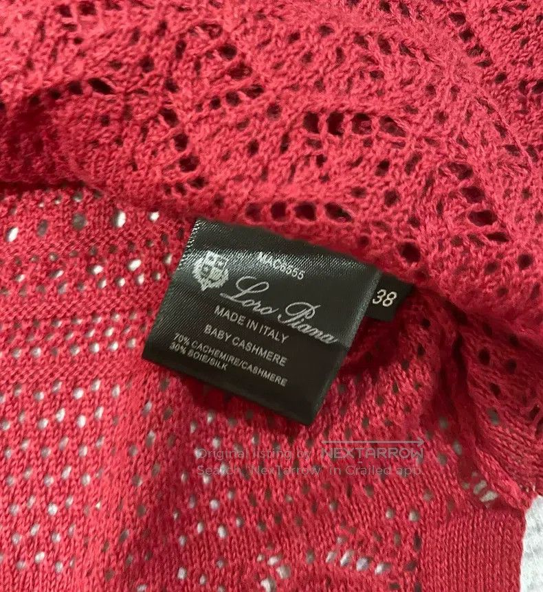 Loro Piana LORO PIANA Red Cashmere Openwork Knit Top Size XS / US 0-2 / IT 36-38 - 3 Thumbnail