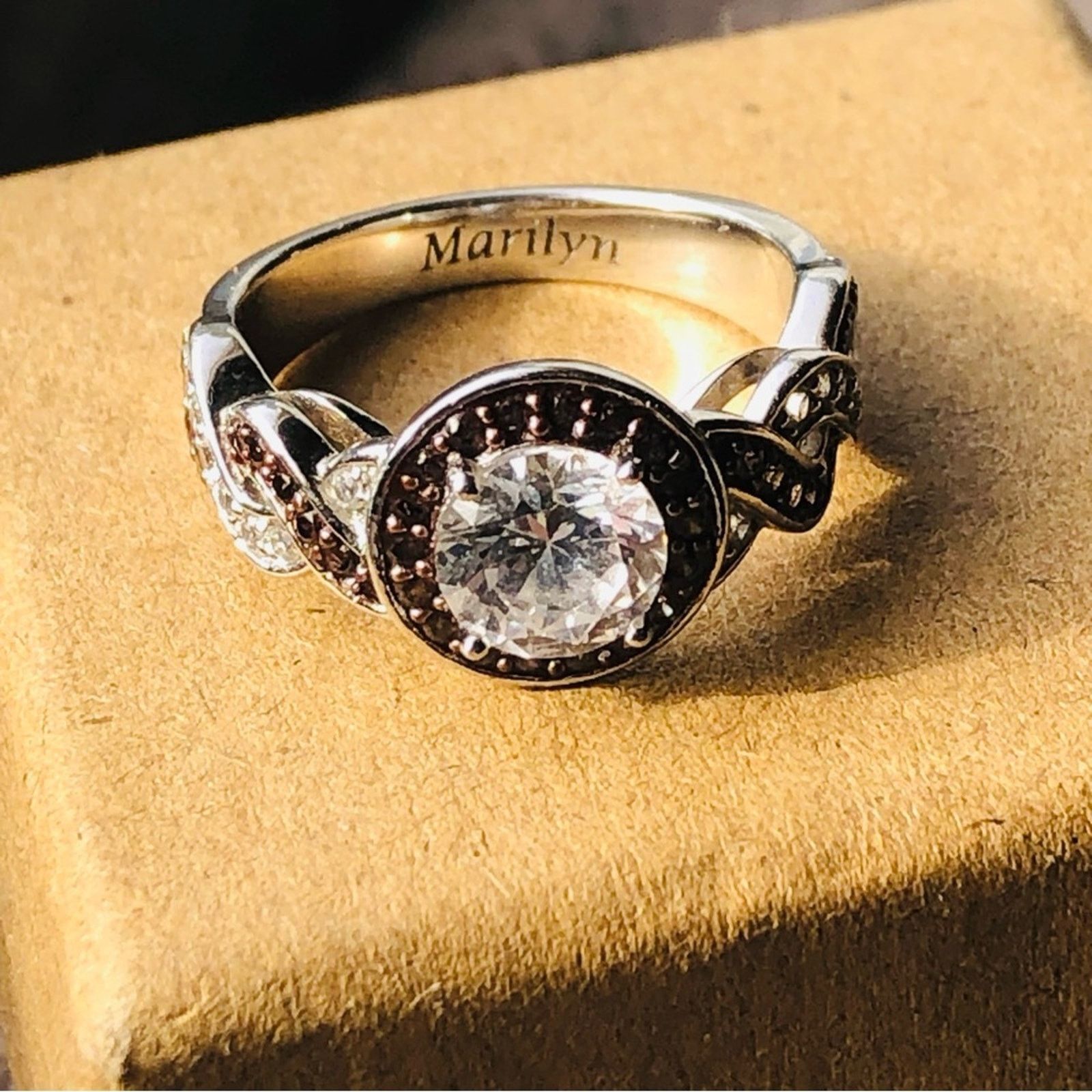 Other Garnet and clear halo CZ 925 sterling silver ring 5.5 Size ONE SIZE - 10 Thumbnail
