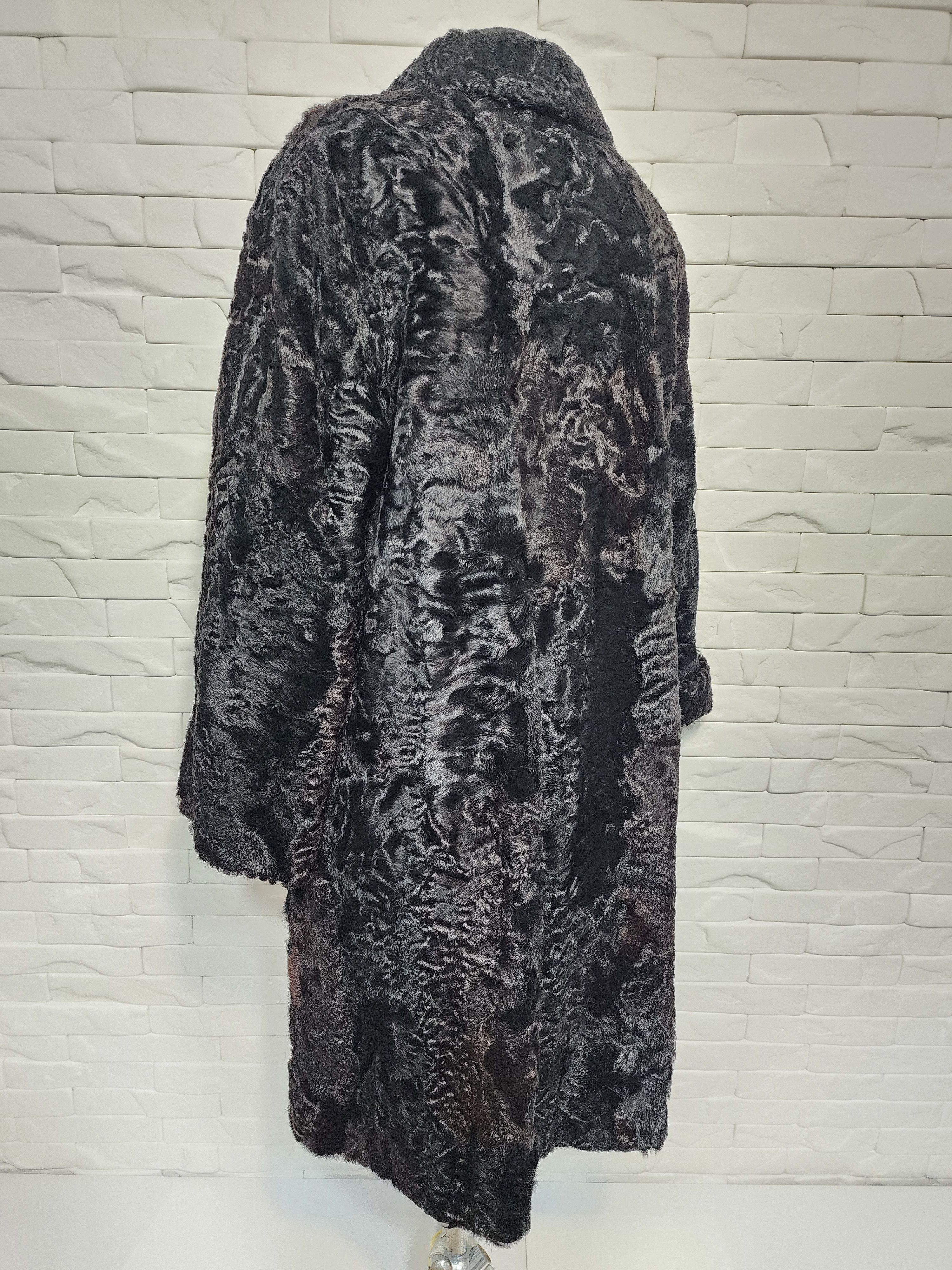 Designer Black Sheepskin Fur Coat Size L / US 10 / IT 46 - 6 Thumbnail