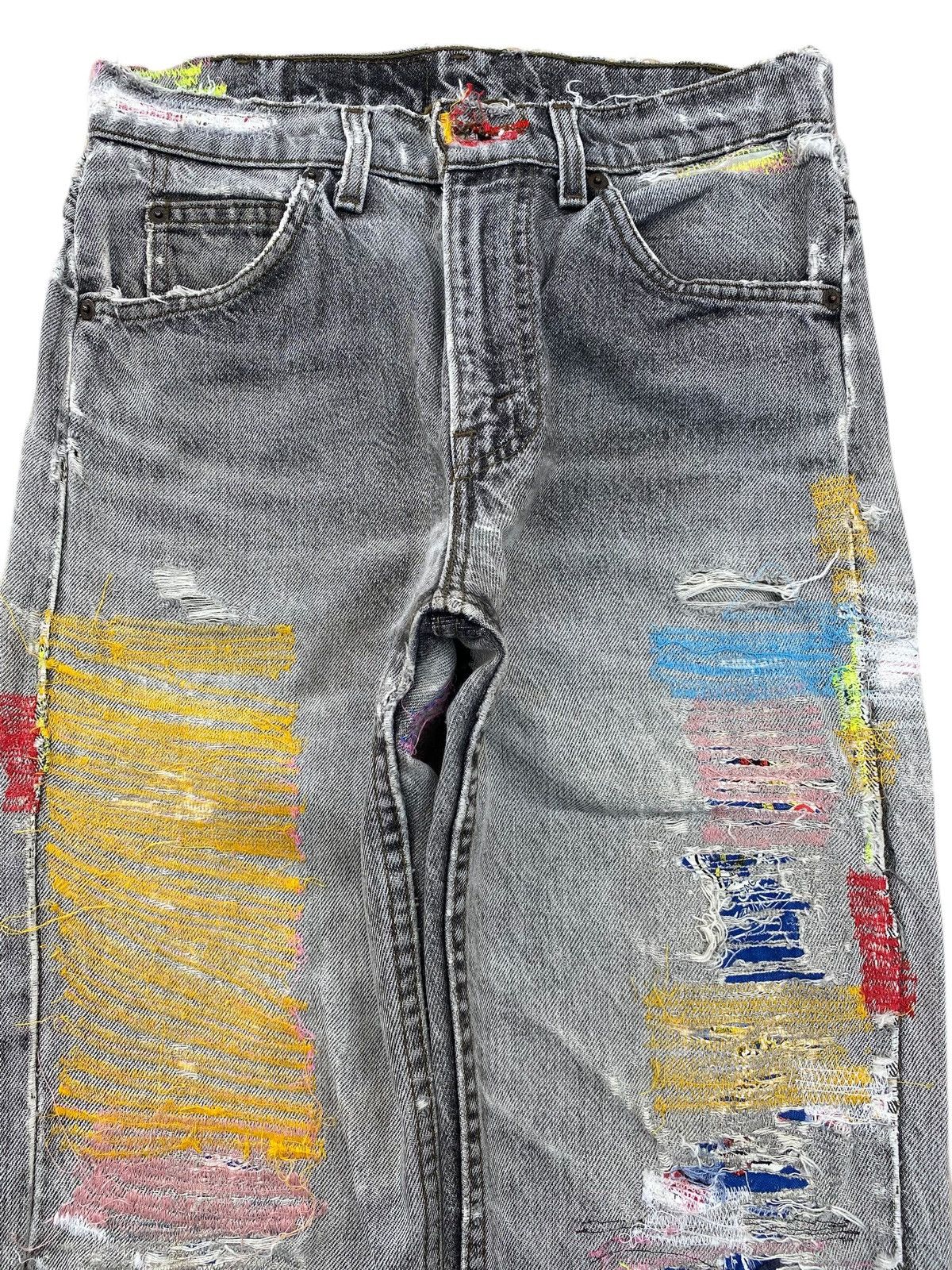 Levi's Levi’s Multicoloured Patched Repair Straight Leg Jeans Size US 28 / EU 44 - 2 Thumbnail