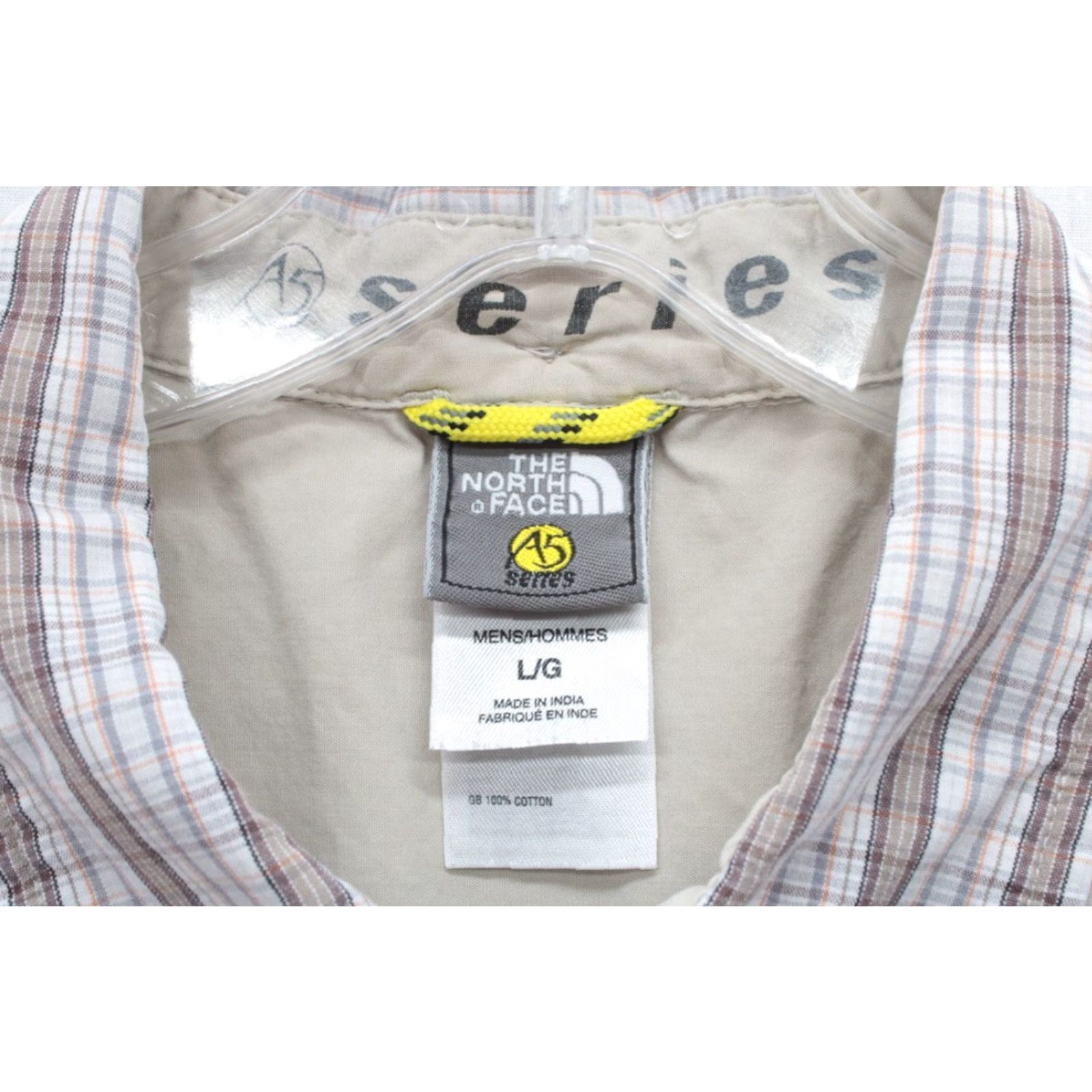 The North Face The North Face A5 Series Men's Shirt Short Sleeve Cotton Plaid Brown Beige Large L Button-Up Casual Body Classic Mens Shirt Size US L / EU 52-54 / 3 - 3 Thumbnail