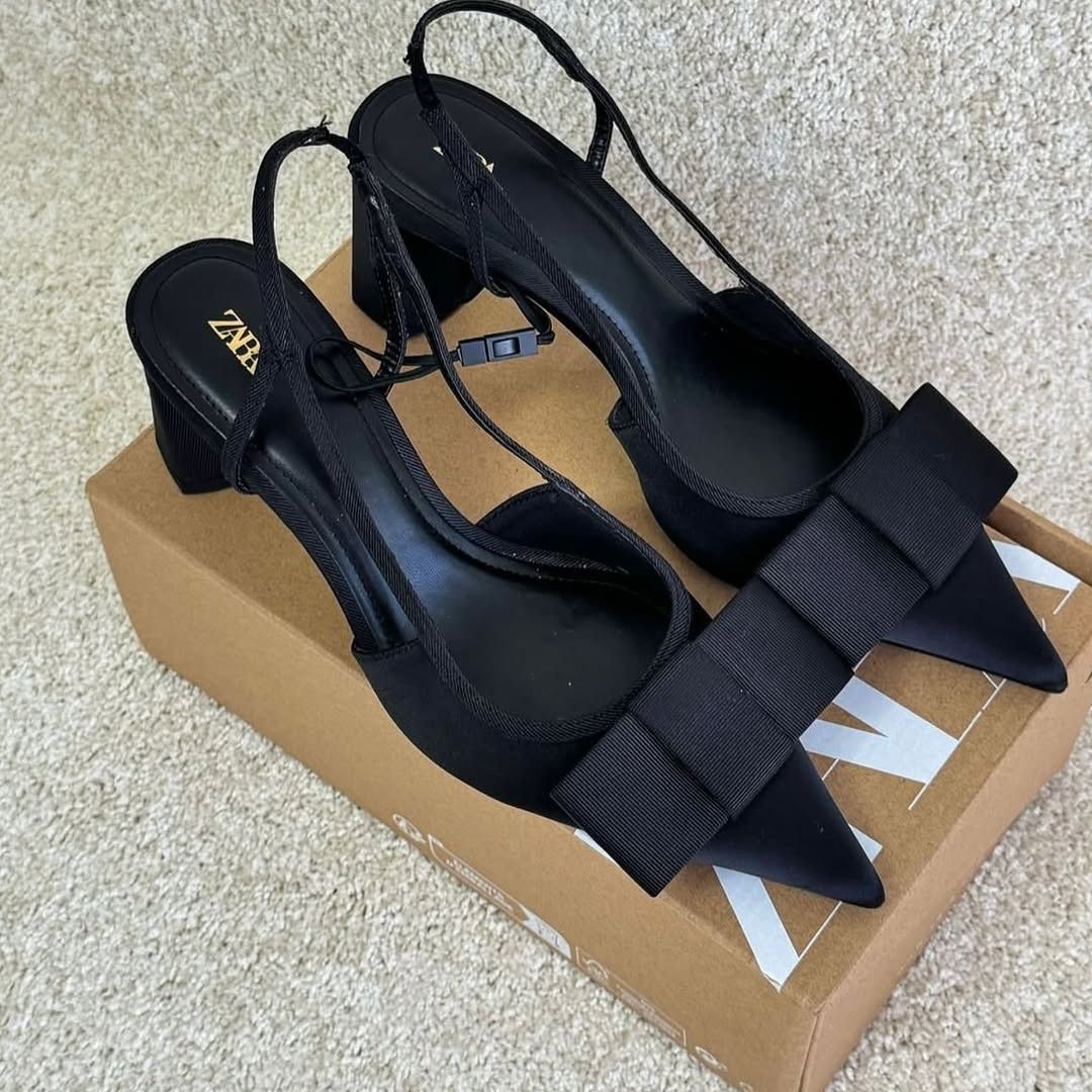 Zara ZARA Black Slingback Heels NWT Size US 8 / IT 38 - 7 Thumbnail