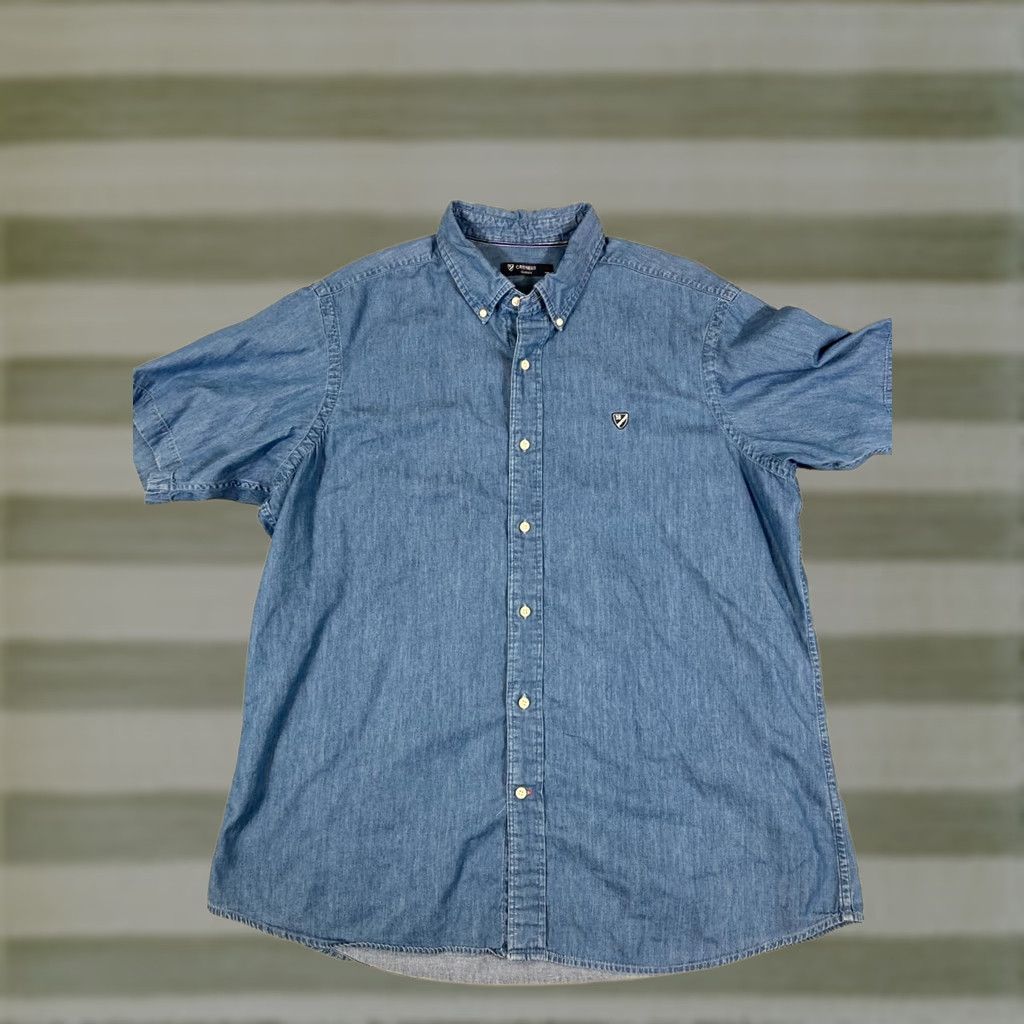 Cremieux Cremieux Classics Denim Button Down Shirt Mens XL Blue Cotton Short Sleeve Western Leveraging Button-Up Style Size US XL / EU 56 / 4 - 1 Thumbnail