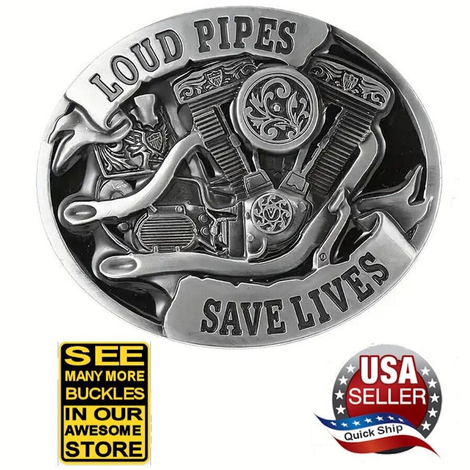 Other Unisex V-Twin Motorcycle Engine Enamel Flames Belt Buckle Size ONE SIZE - 1 Thumbnail