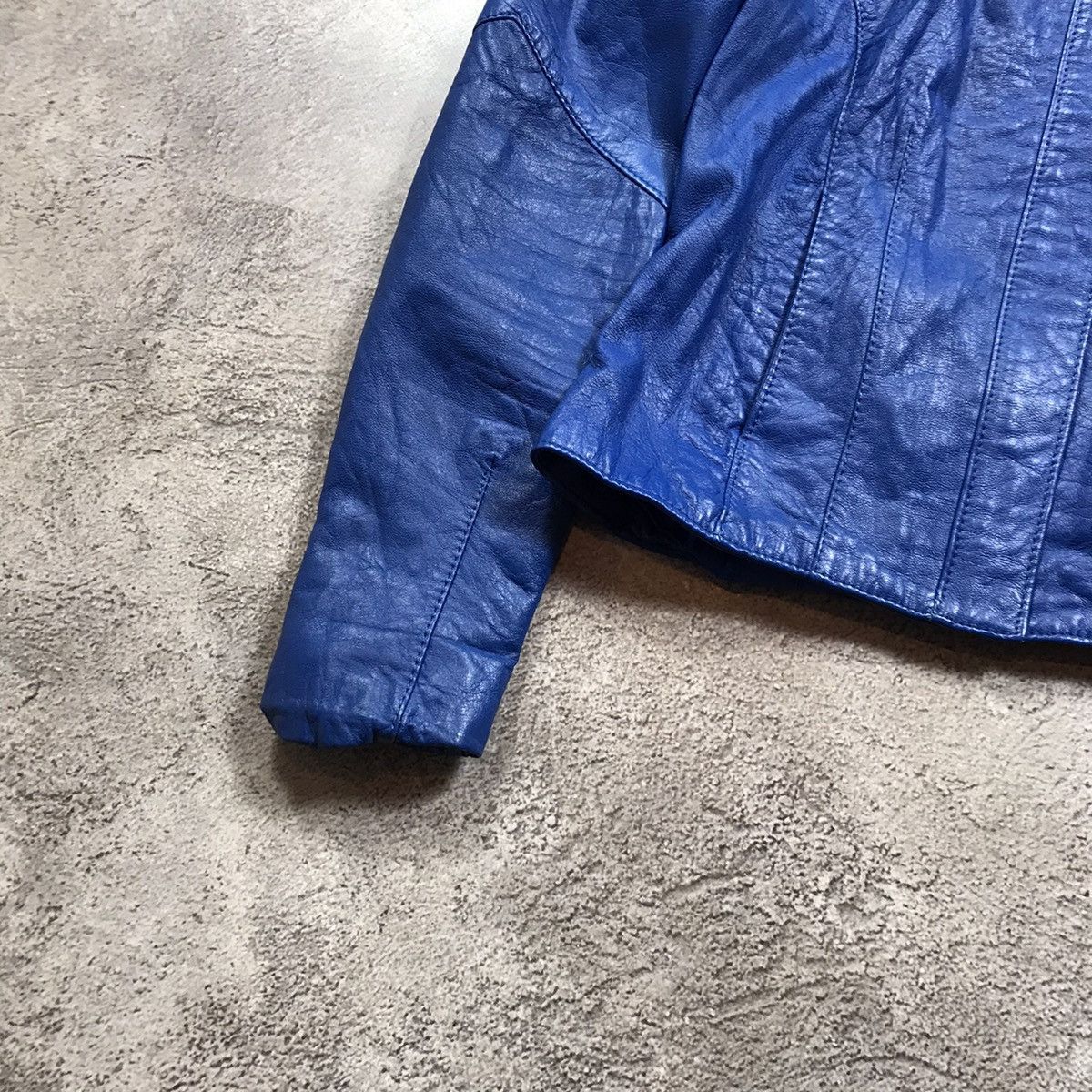 Genuine Leather Vintage Y2K Blue Bunny Ears Jacket Streetwear Grunge Baggy S Size S / US 4 / IT 40 - 4 Thumbnail