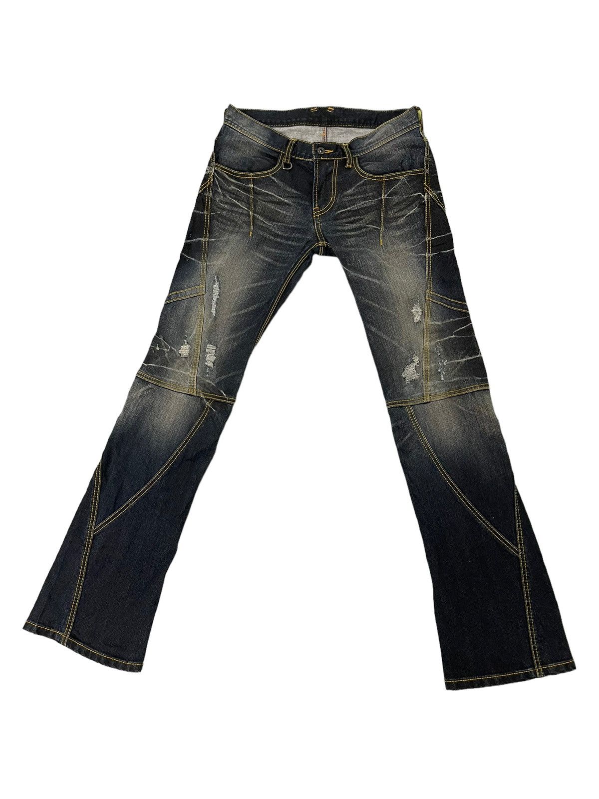 Japanese Brand Flare Jeans Hideaways Nicole Distress Low Rise Stretch 7🟦5 Size US 31 - 2 Thumbnail