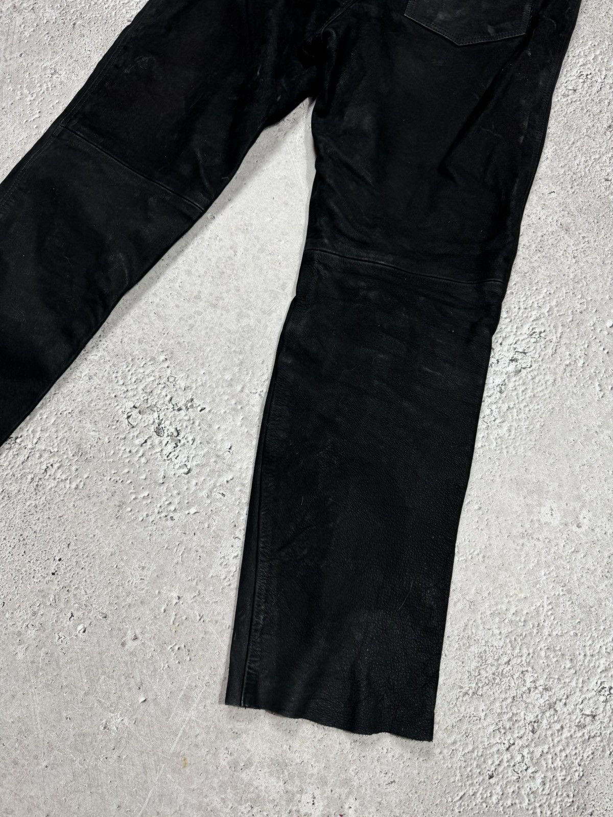 Leather Distressed Leather Pants Black Size 34 Straight Fit Biker Size US 32 / EU 48 - 13 Thumbnail