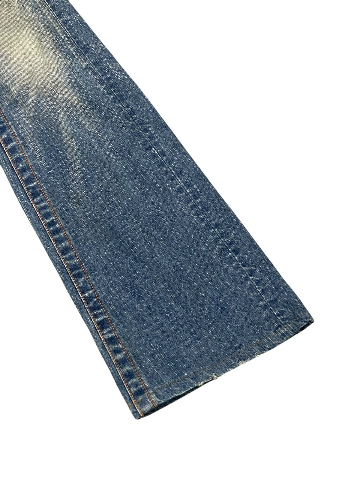 Japanese Brand Flare Jeans Blue Way Faded Distress Low Rise Boot Cut 1🟦2 Size US 32 / EU 48 - 4 Thumbnail