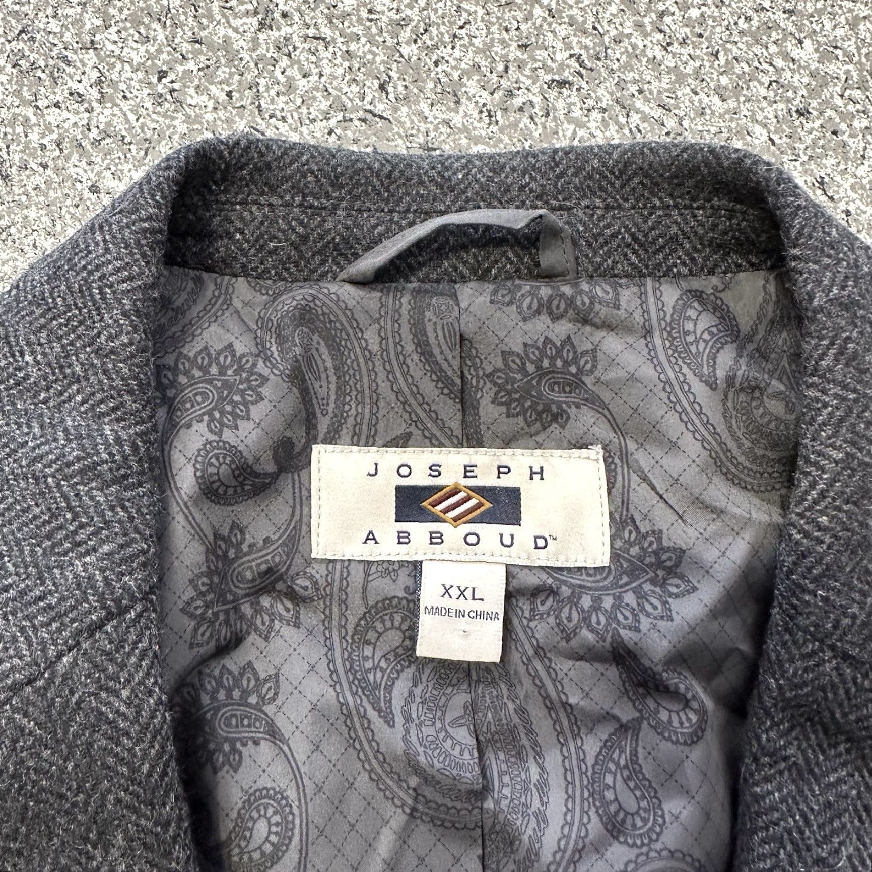 Joseph Abboud Joseph Abboud Blazer Mens XXL Grey Herringbone Tweed Sport Coat Two-Button Elbow Patch Wool Polyester Size 48R - 3 Thumbnail