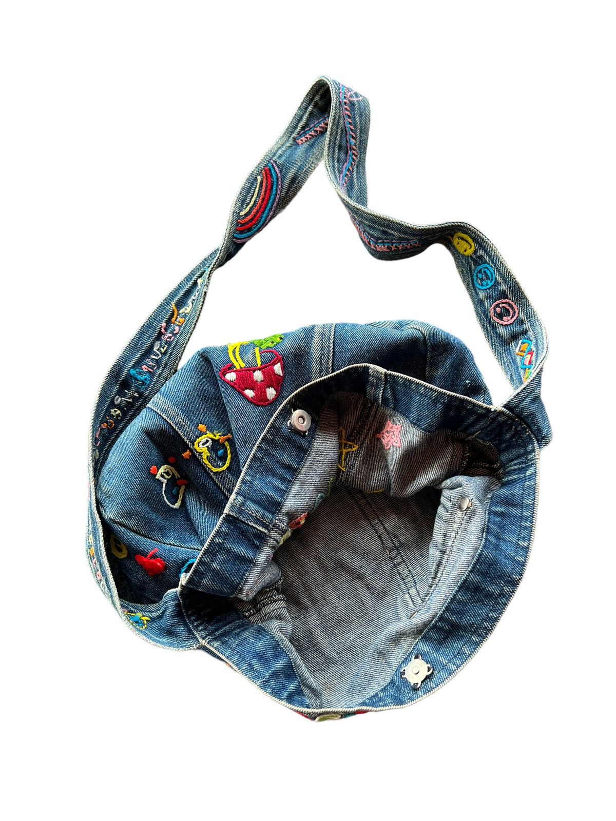 Angel Blue 1990 Angel Blue Embroidery Denim Sling Bag Size ONE SIZE - 12 Thumbnail
