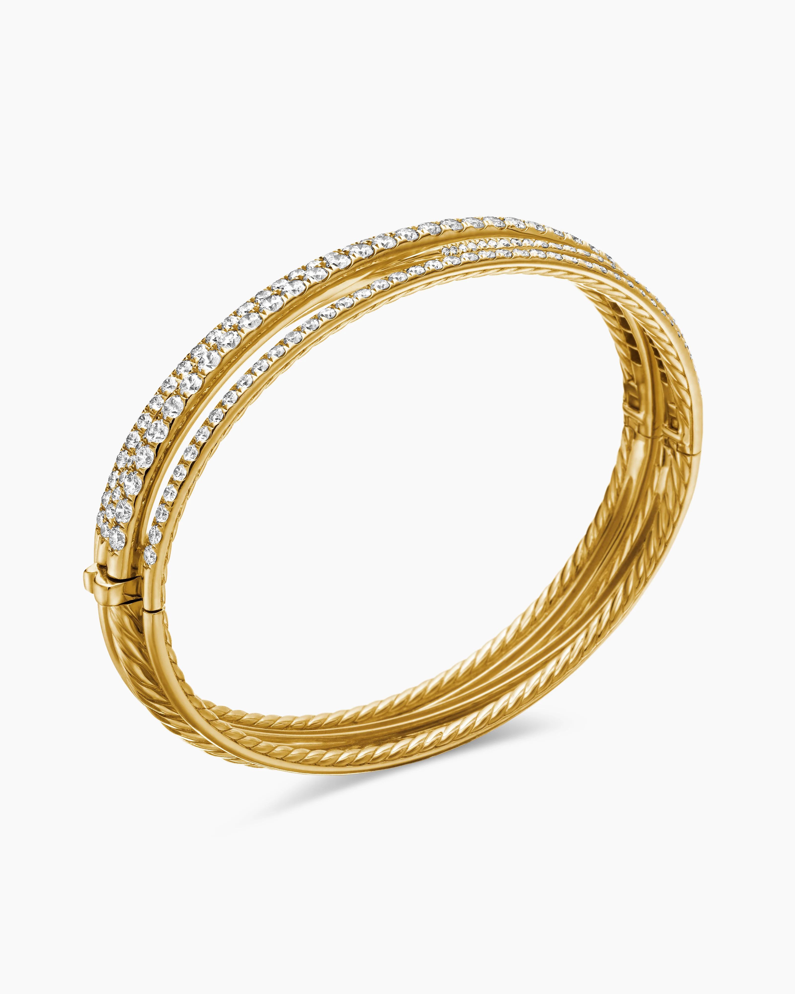 David Yurman oc11z0625 Size: M / Pavé Crossover Three Row Bracelet Gold Size ONE SIZE - 3 Thumbnail