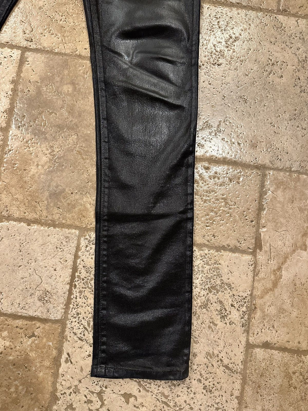 Anthony Vaccarello Saint Laurent Paris 2020 D24 Oil Coated Black Denim Size US 33 - 3 Thumbnail