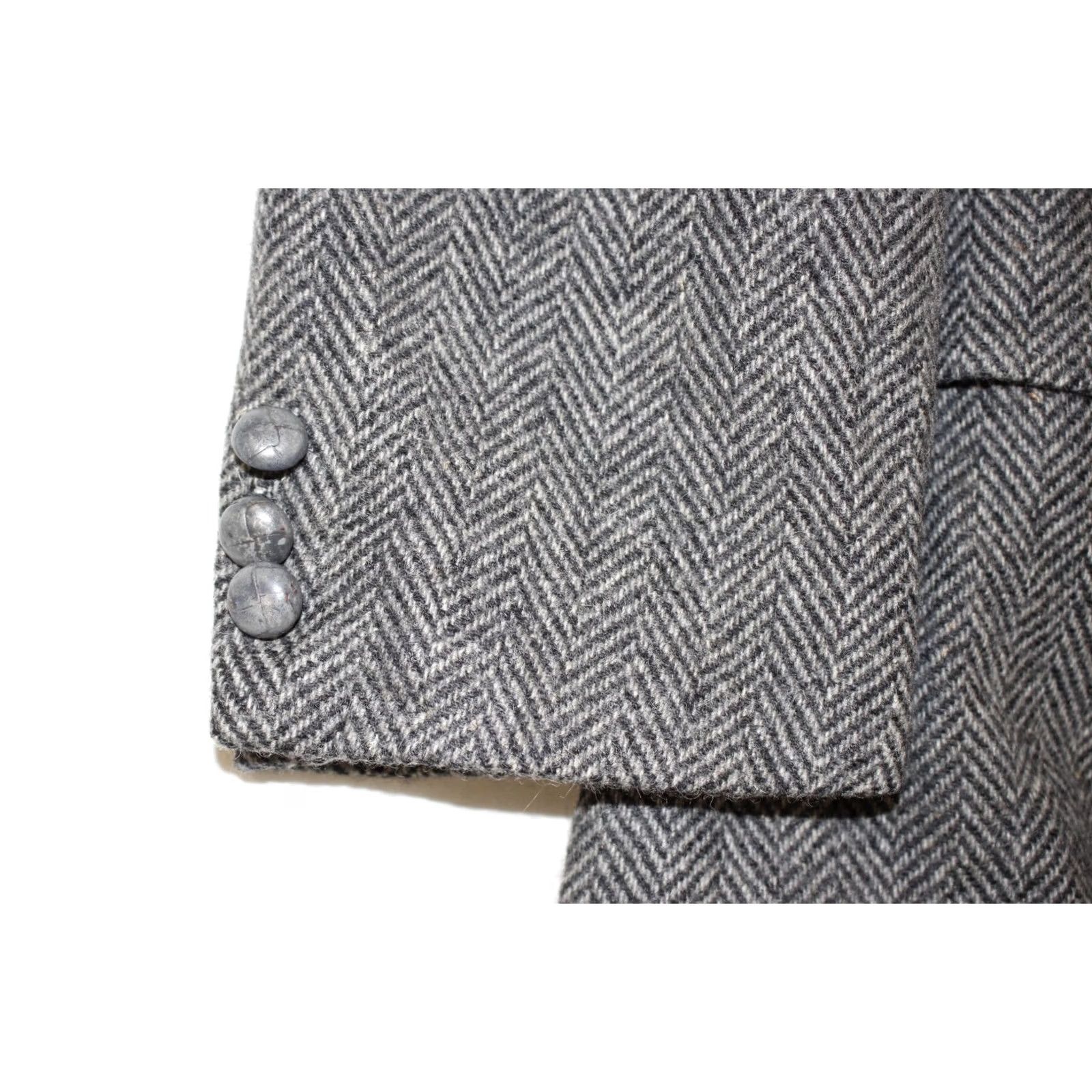 Farah VINTAGE Farah Wolff Blazer Men's 44 R 100% Pure Wool Tweed Herringbone Gray Jacket Size 44R - 4 Thumbnail