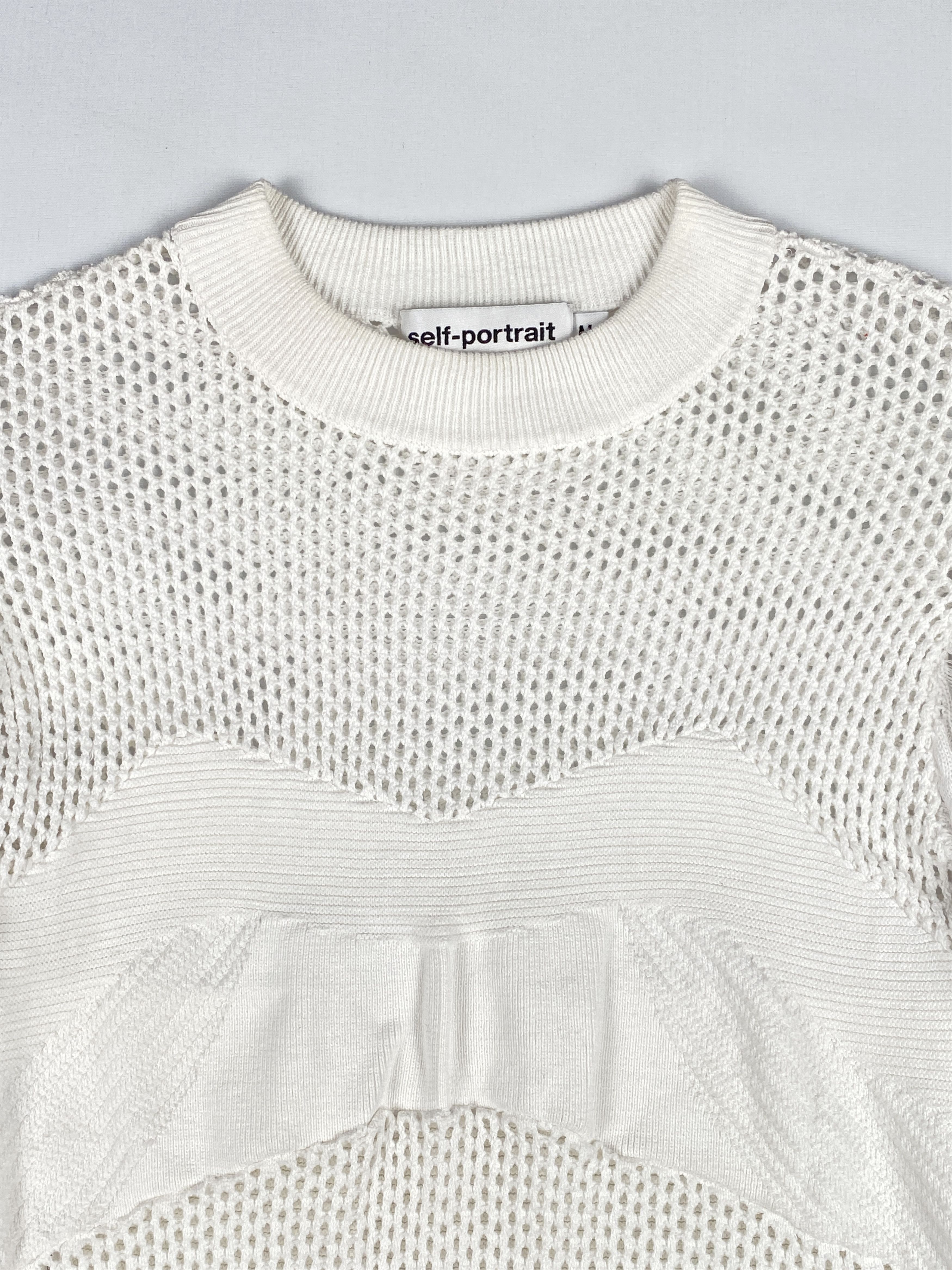Self-Portrait Frill Cold Shoulder Knit Top Size M / US 6-8 / IT 42-44 - 3 Thumbnail