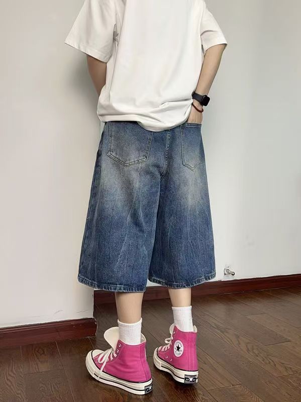 Japanese Brand × Jean American street washed lightning straight denim shorts y2k Size US 32 / EU 48 - 4 Thumbnail