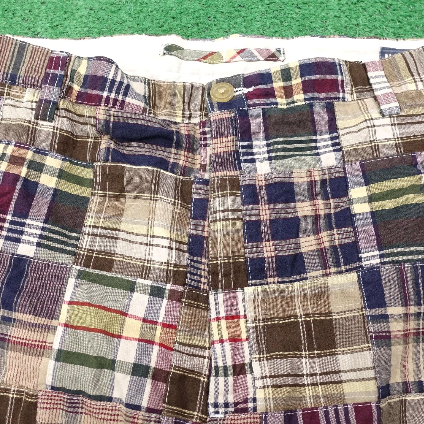 Nautica Nautica Bermuda Shorts Mens 36 Multicolor Plaid Patchwork Relaxed Canvas Pocket Zip Front Button Closure Flat Front Preppy Casual Summer Size US 36 / EU 52 - 2 Thumbnail