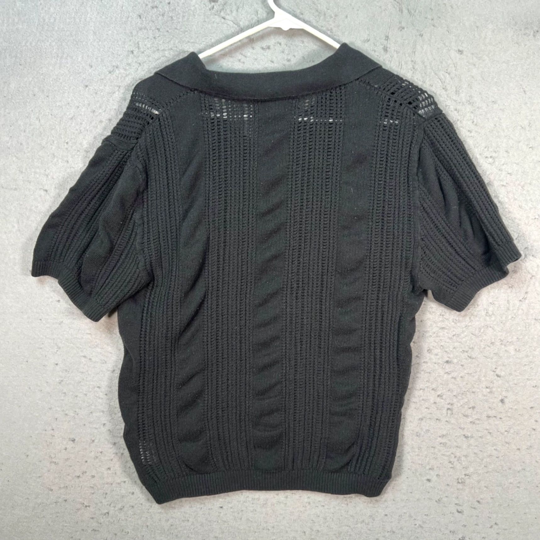 Urban Outfitters Urban Outfitters Polo Shirt Womens Large Black Knit Cotton Blend Short Sleeve Polo Casual Winter Fall Size L / US 10 / IT 46 - 2 Thumbnail