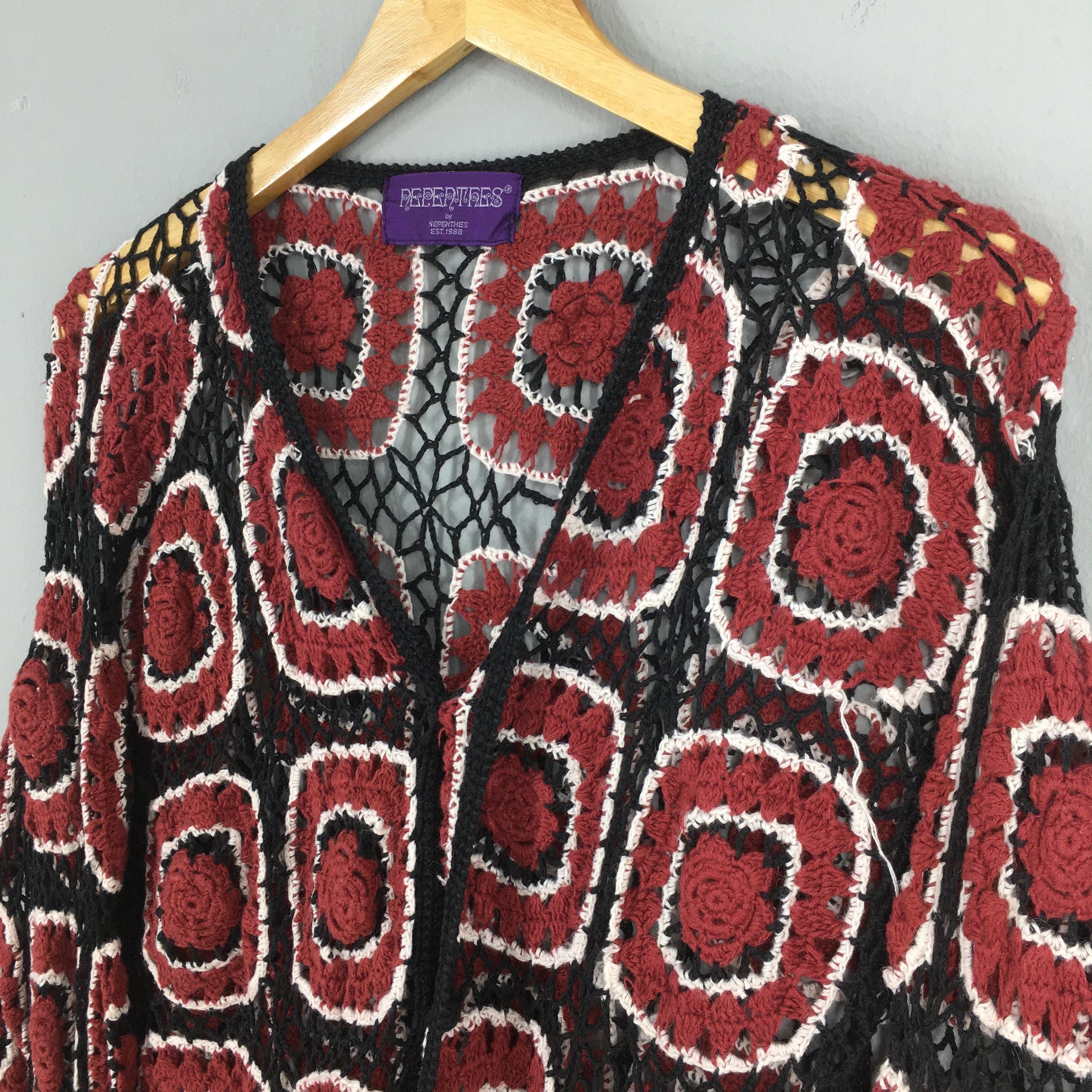 Needles × Nepenthes Vintage Nepenthes Hogg Japan Crochet Cardigan Medium Size M / US 6-8 / IT 42-44 - 2 Thumbnail