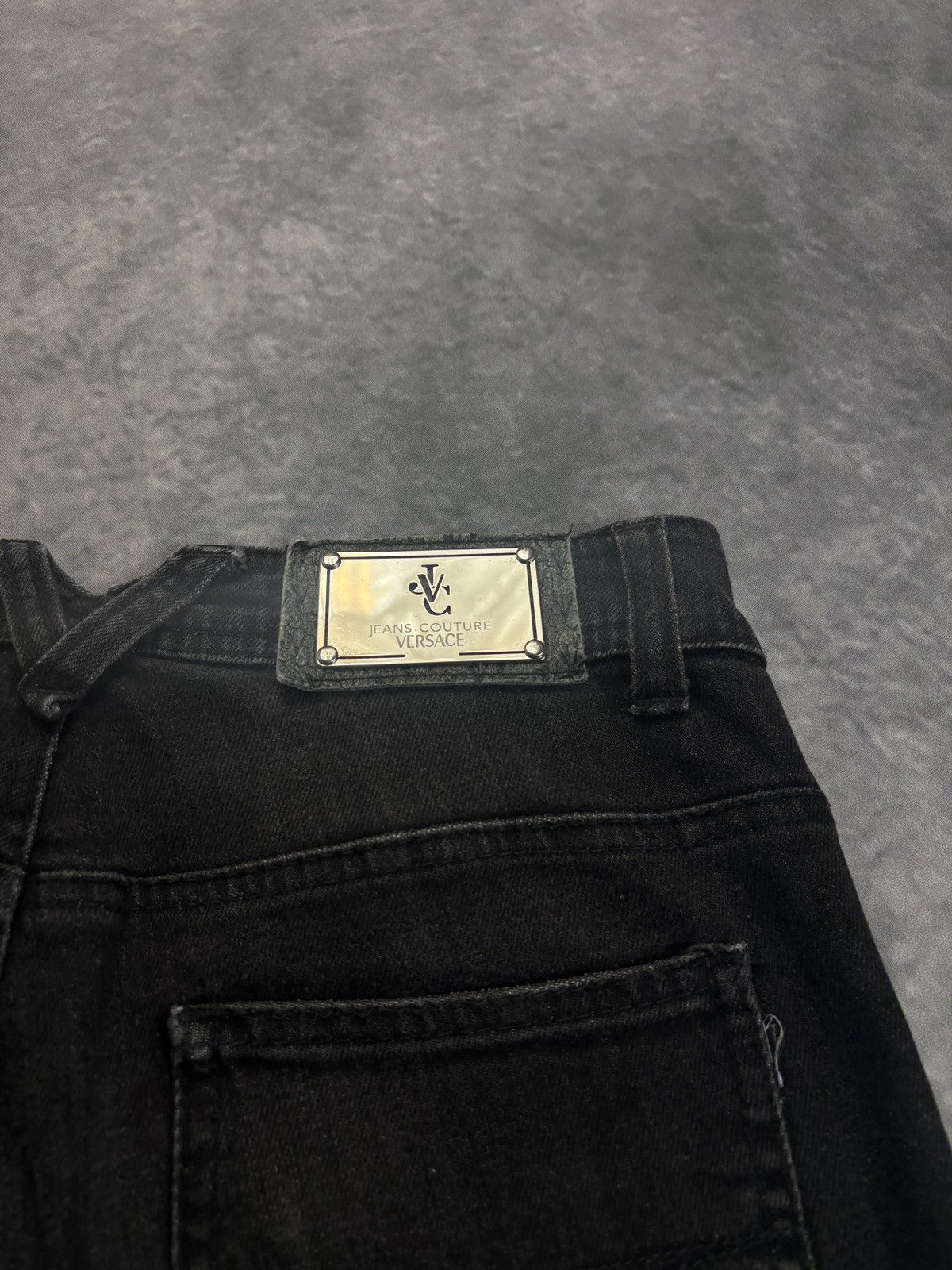 Versace × Versace Jeans Couture × Vintage 2000s Versace Jeans Couture Black Denim Vintage VJC Pants Y2 Size 26" / US 2 / IT 38 - 4 Thumbnail