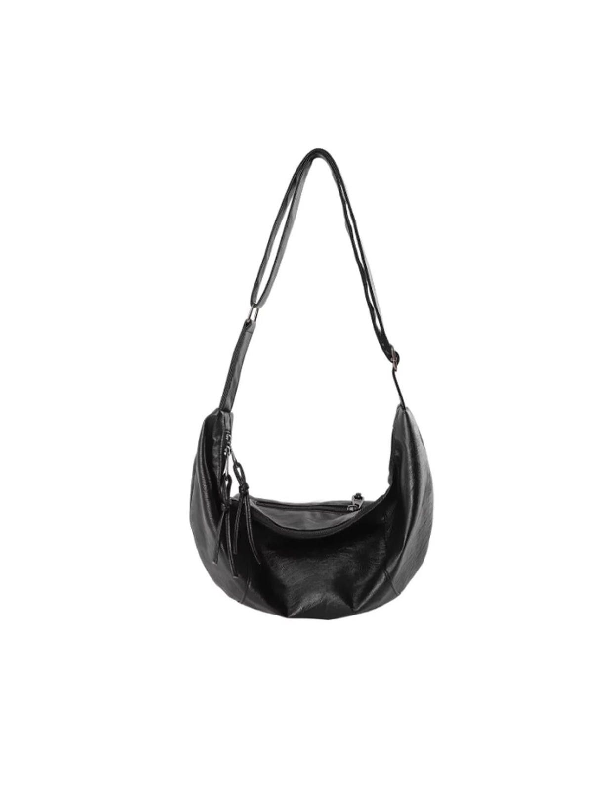 Leather Black Leather Large Shoulder Bag, Soft Hobo Purse Size ONE SIZE - 5 Thumbnail
