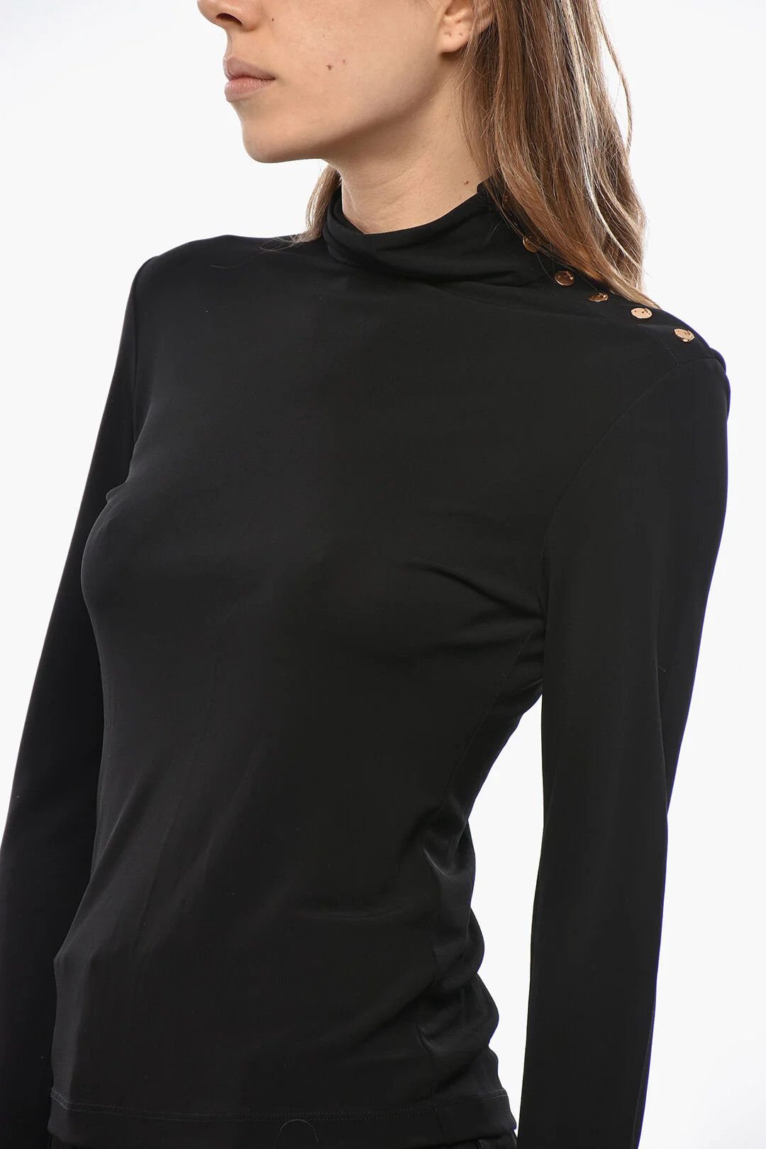Tory Burch og1mm0426 Viscose High-Neck Top in Black Size S / US 4 / IT 40 - 2 Thumbnail