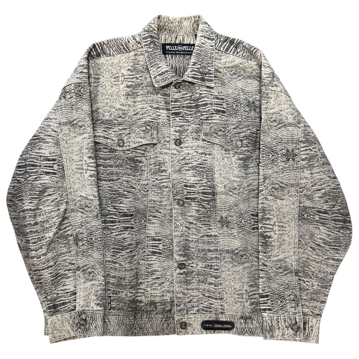 Pelle Pelle PELLE PELLE by Marc Buchanan 90 Crocodile Print Denim Jacket Size US XXL / EU 58 / 5 - 1 Thumbnail